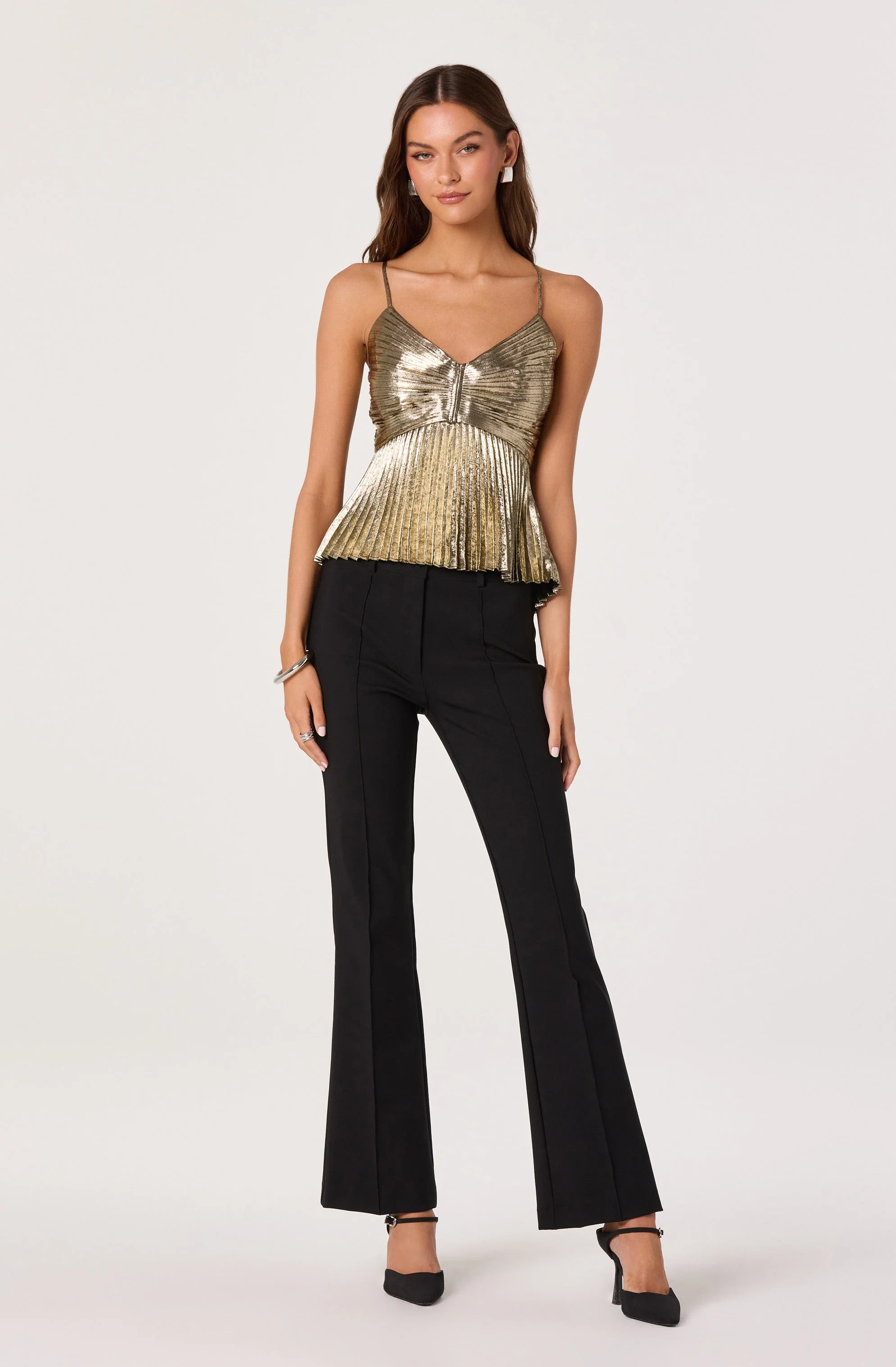 Blythe Metallic Plisse Top
