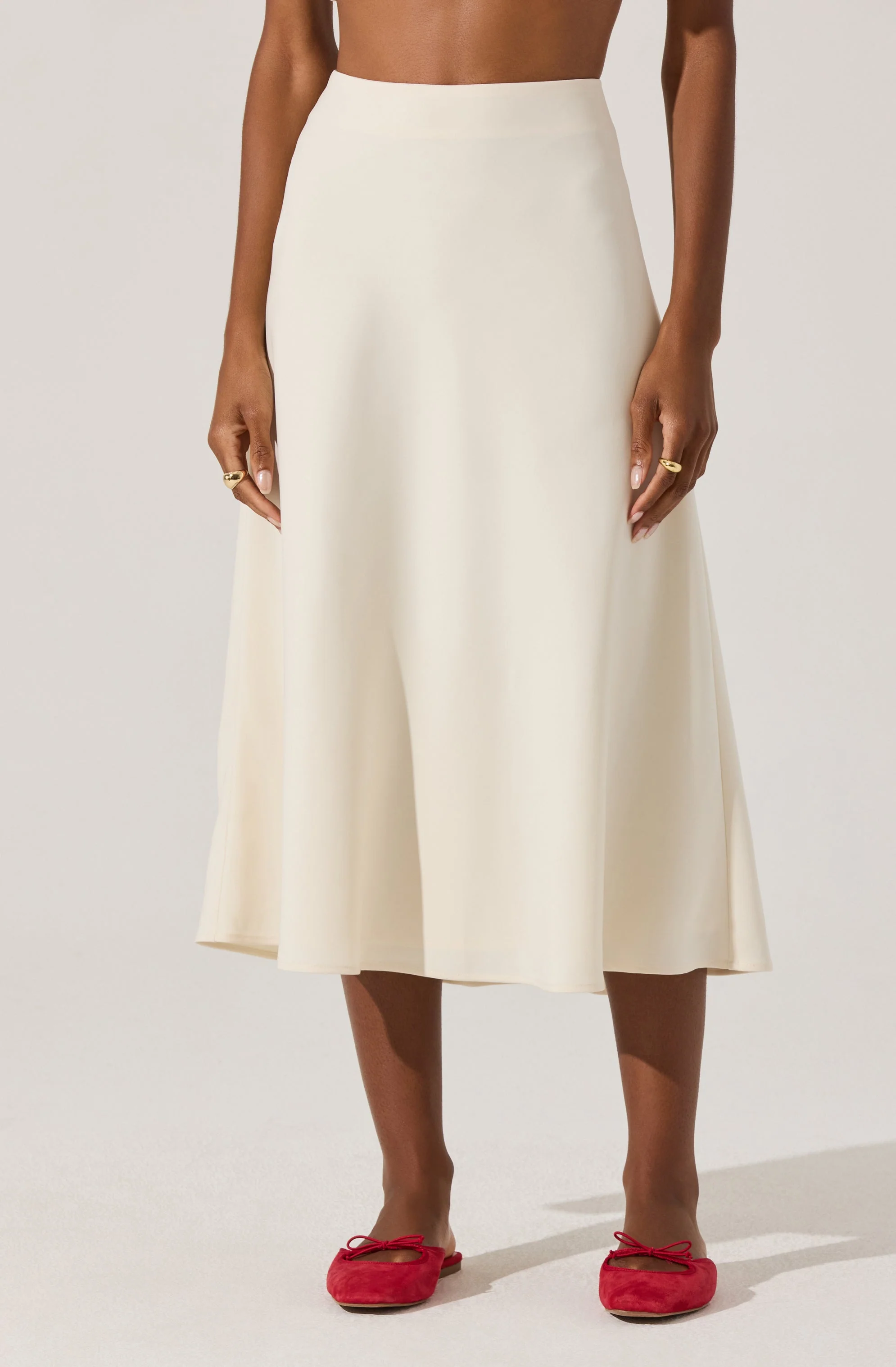 Woven A-Line Midi Skirt