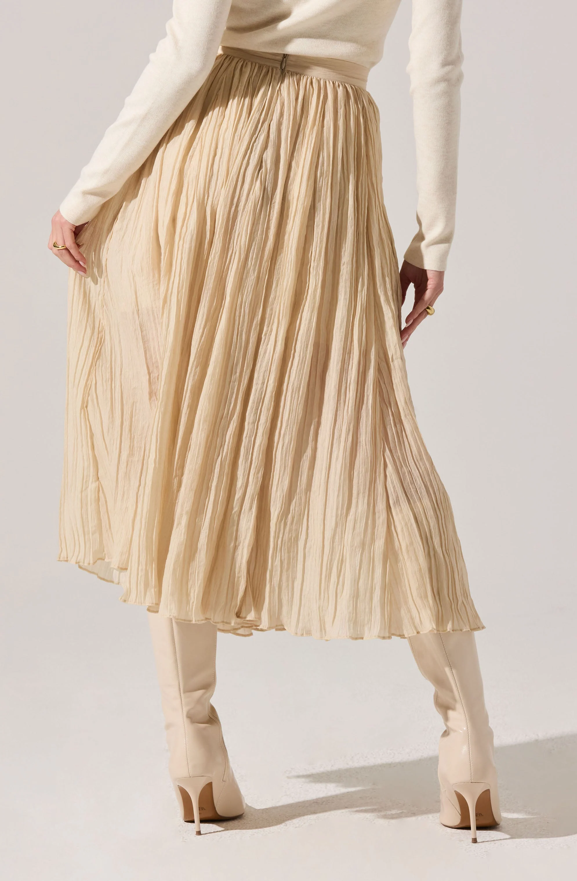 Salome Pleated Flare Midi Skirt