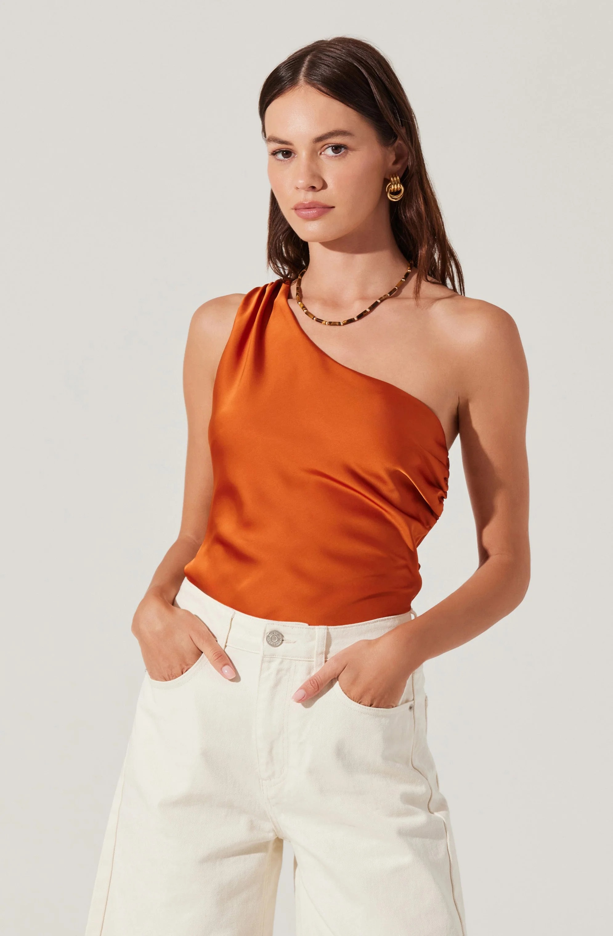 Francis Satin One Shoulder Top