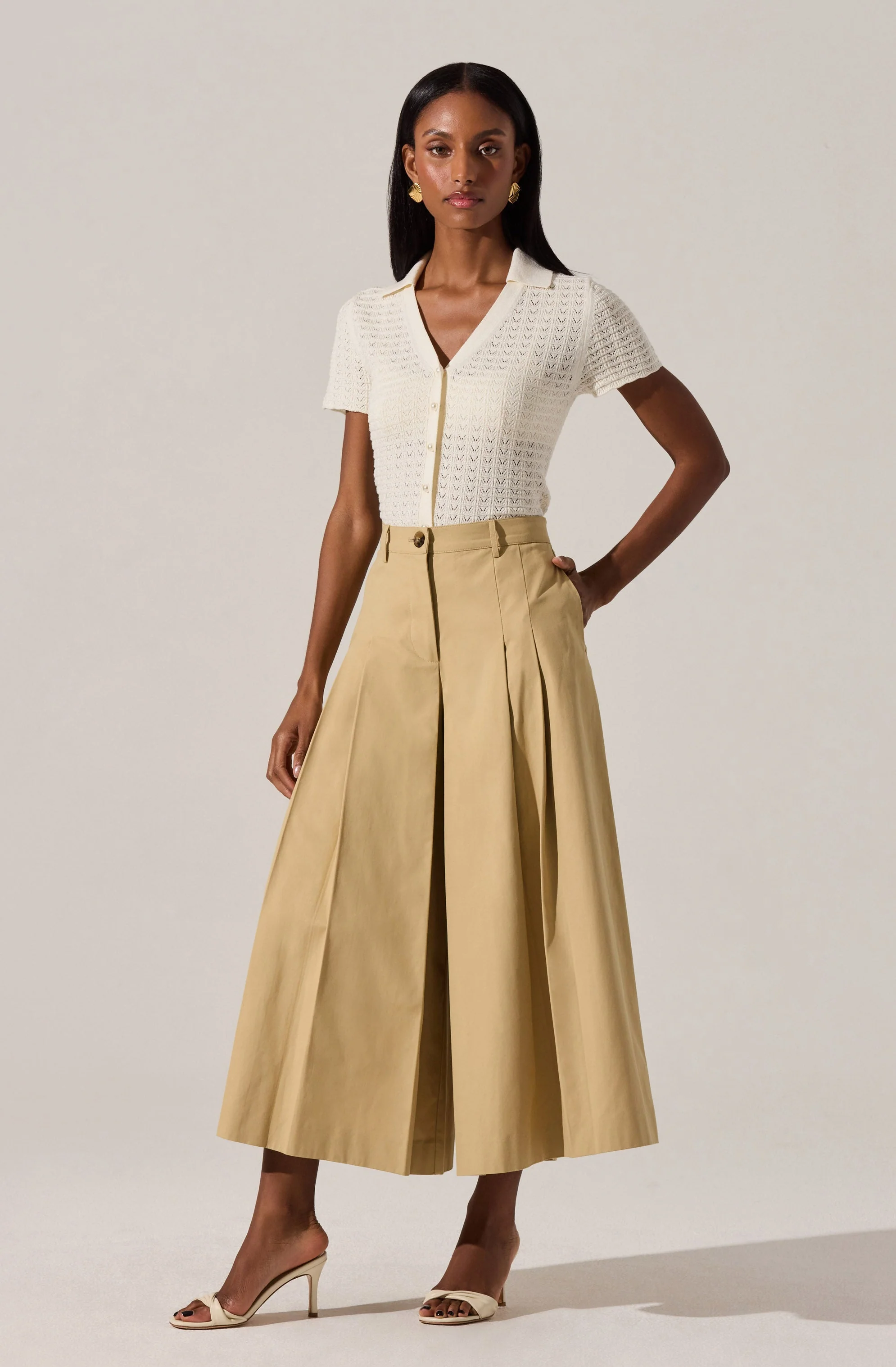 Pearl Polo Pointelle Sweater