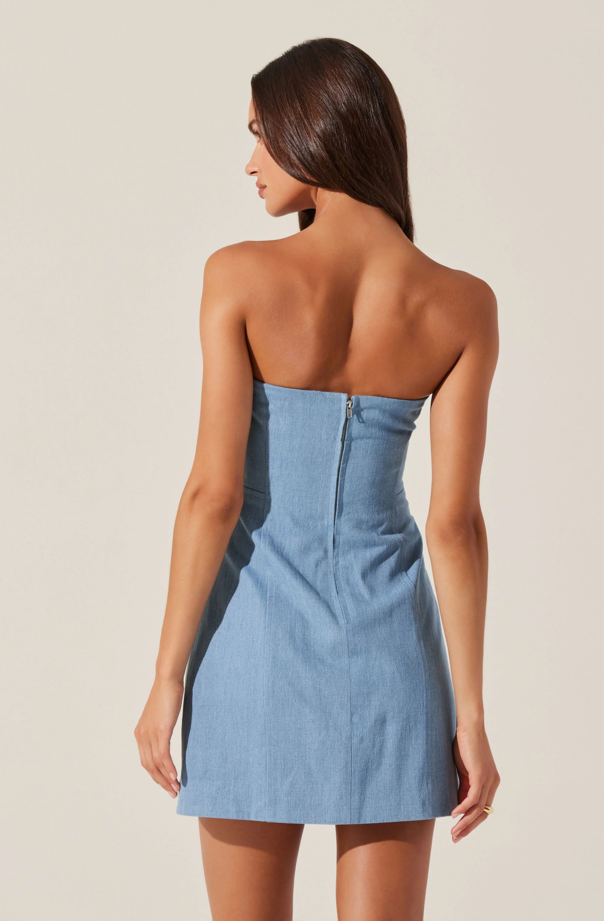 Mazzei Strapless Denim Mini Dress