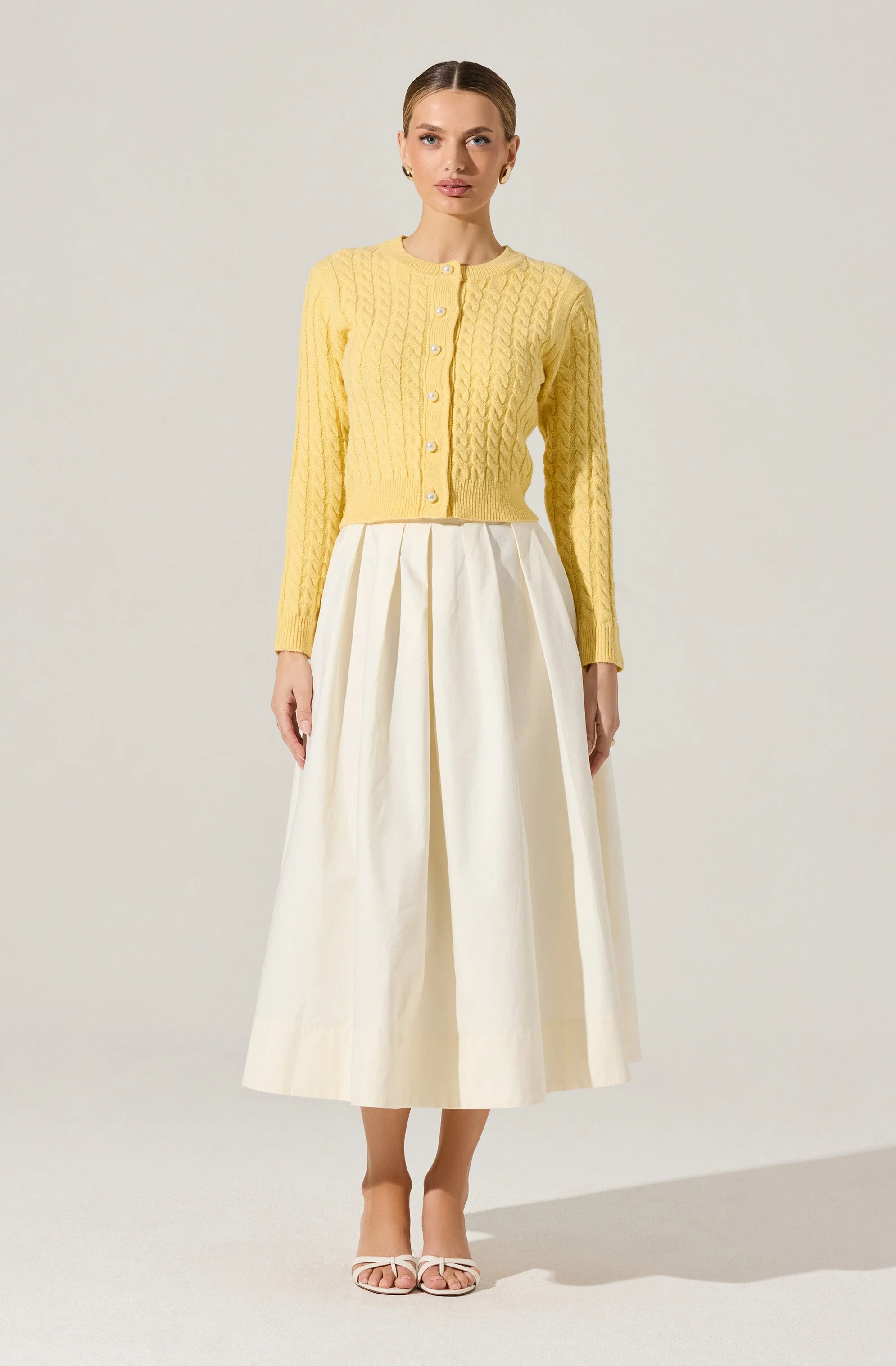 Full Flared Poplin Midi Skirt