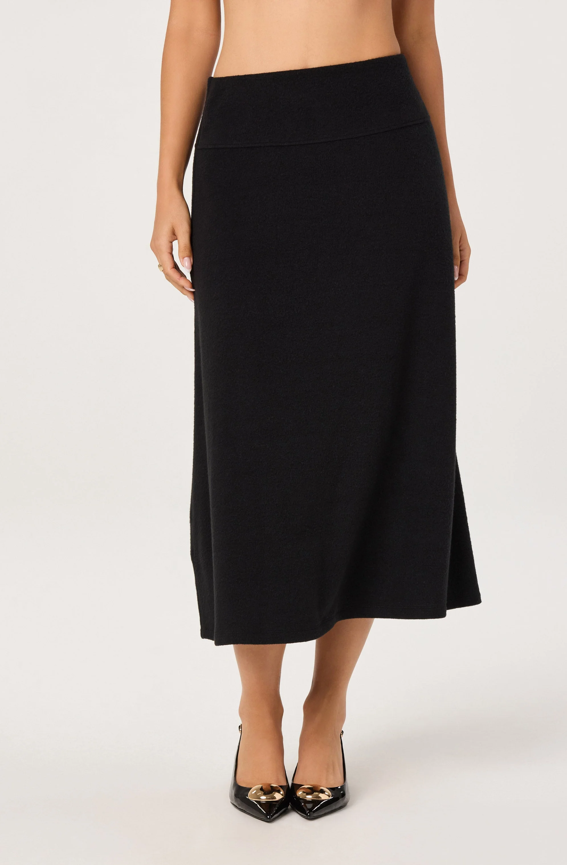 Knit A-line Midi Skirt