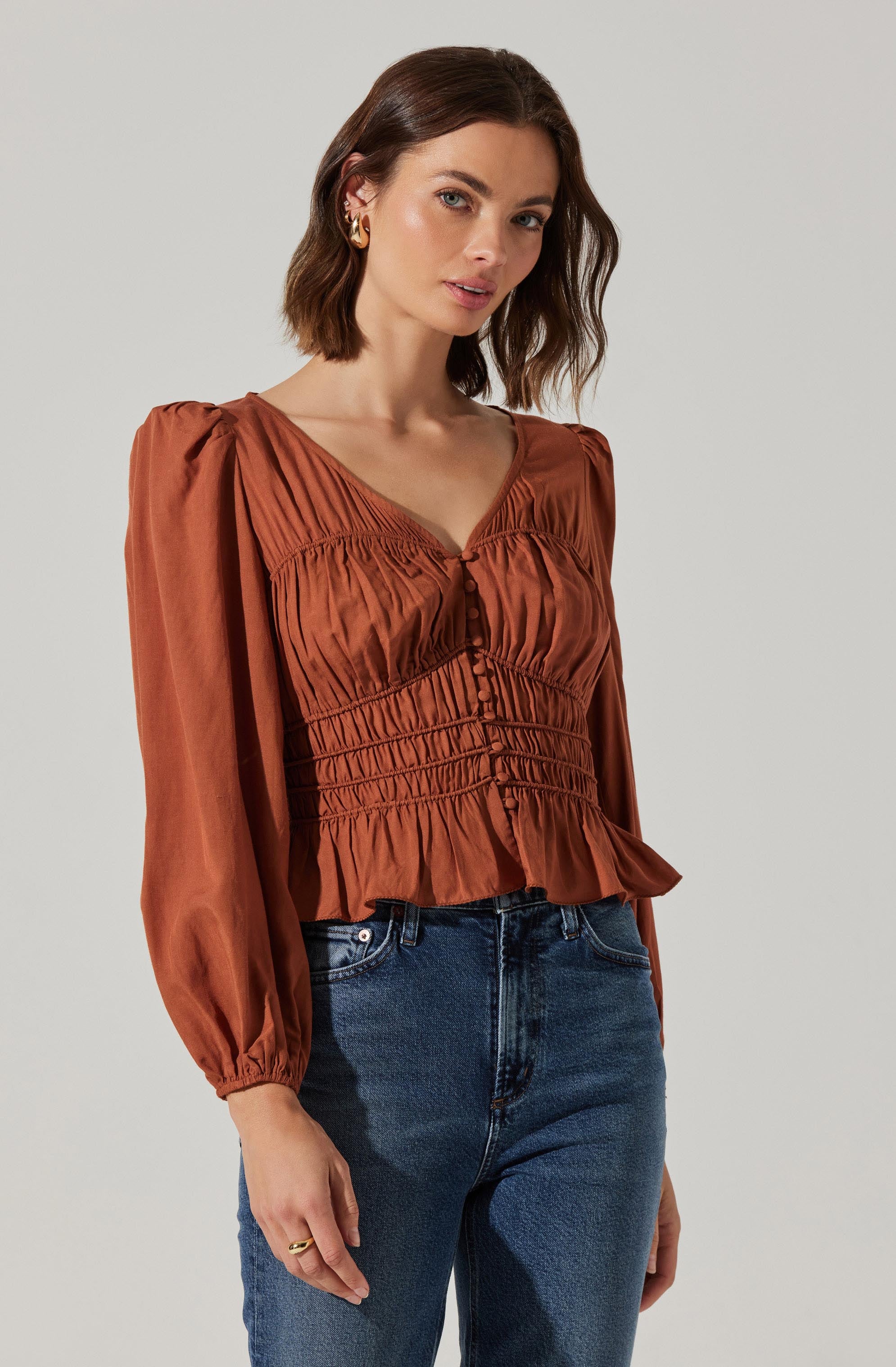 Wilette Smocked V-Neck Top