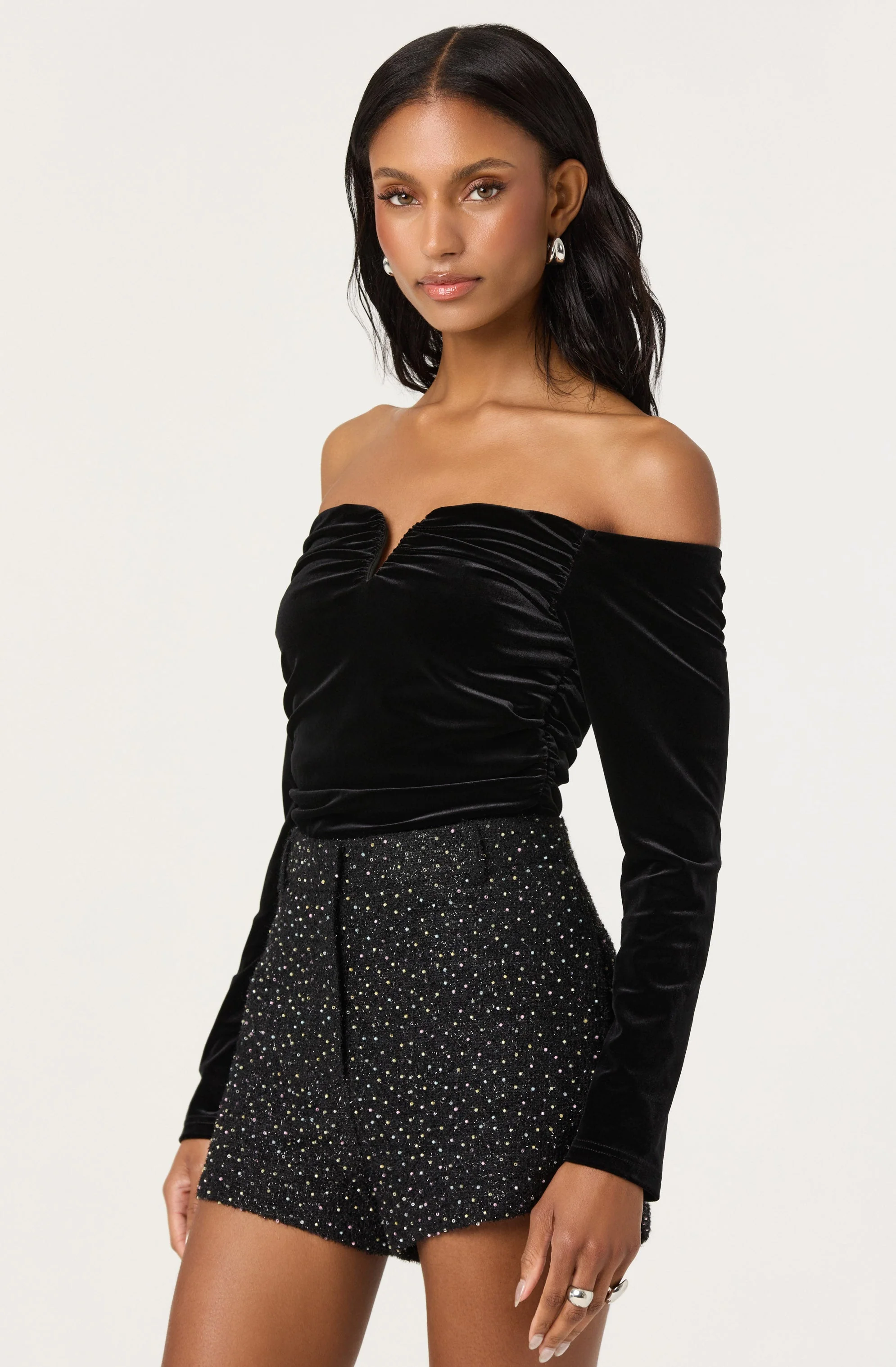 Salem Velvet Off Shoulder Top