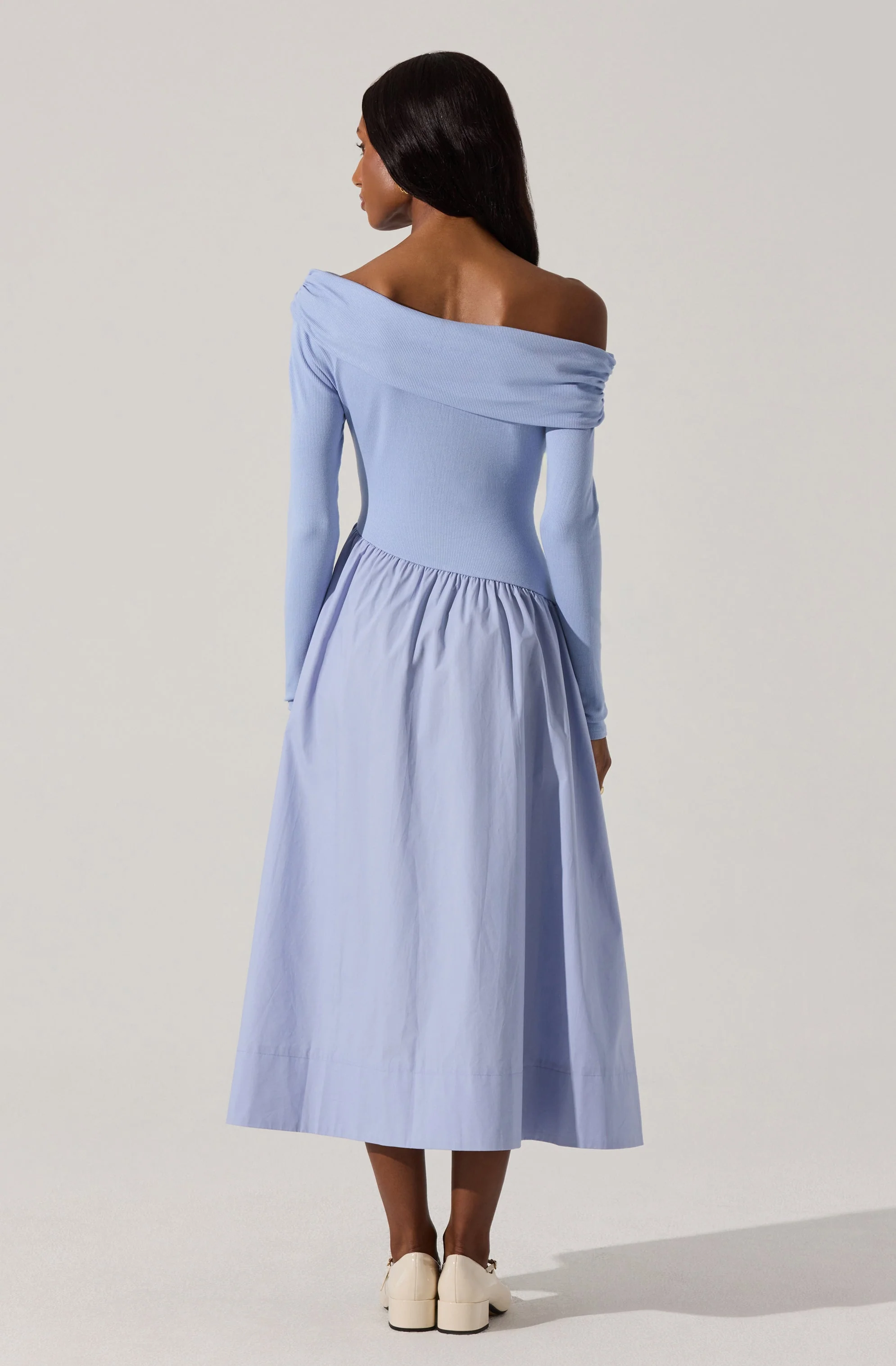 Mixed Media Off Shoulder Dress