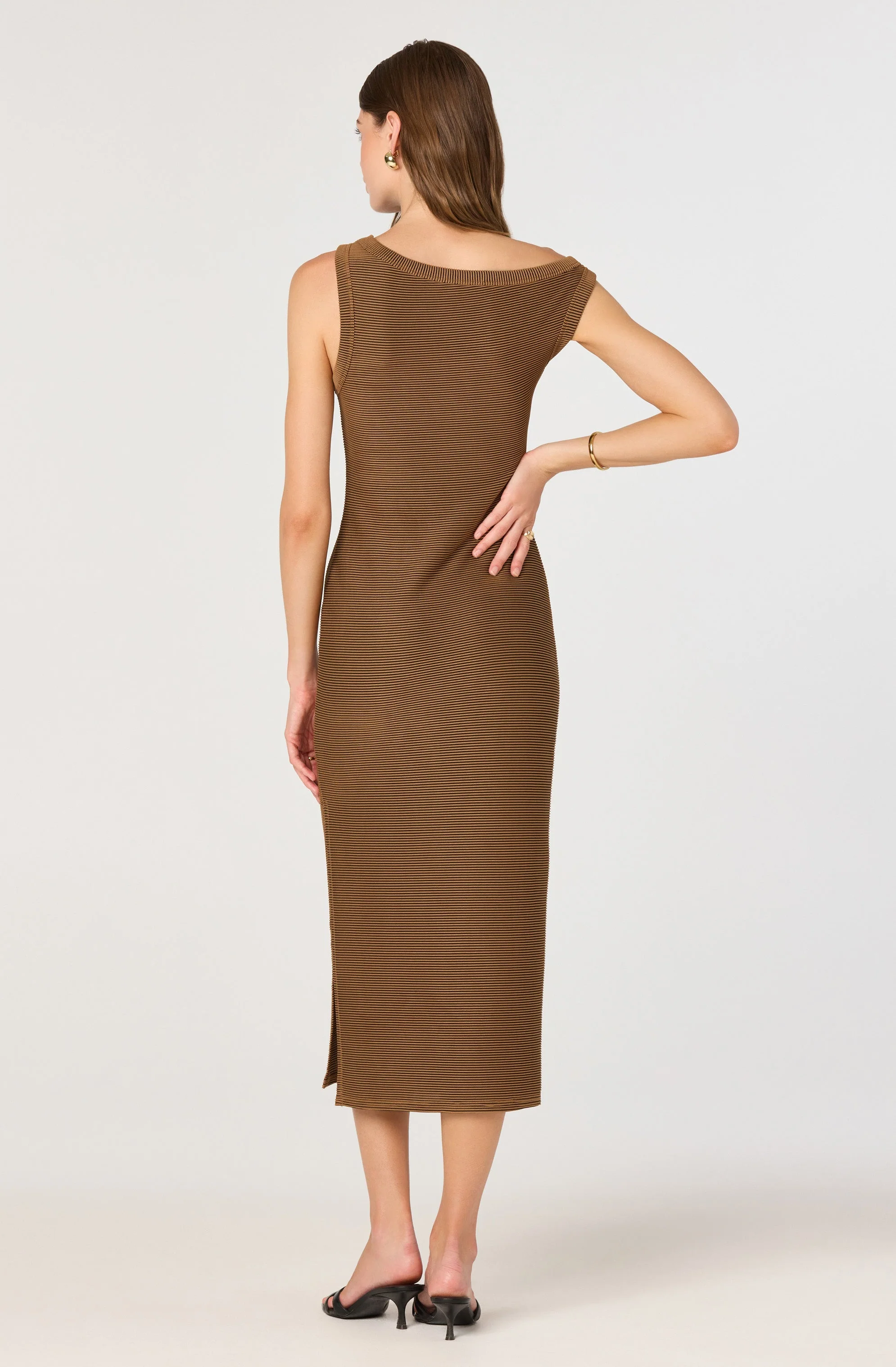 Off Shoulder Ribbed Knit Dress