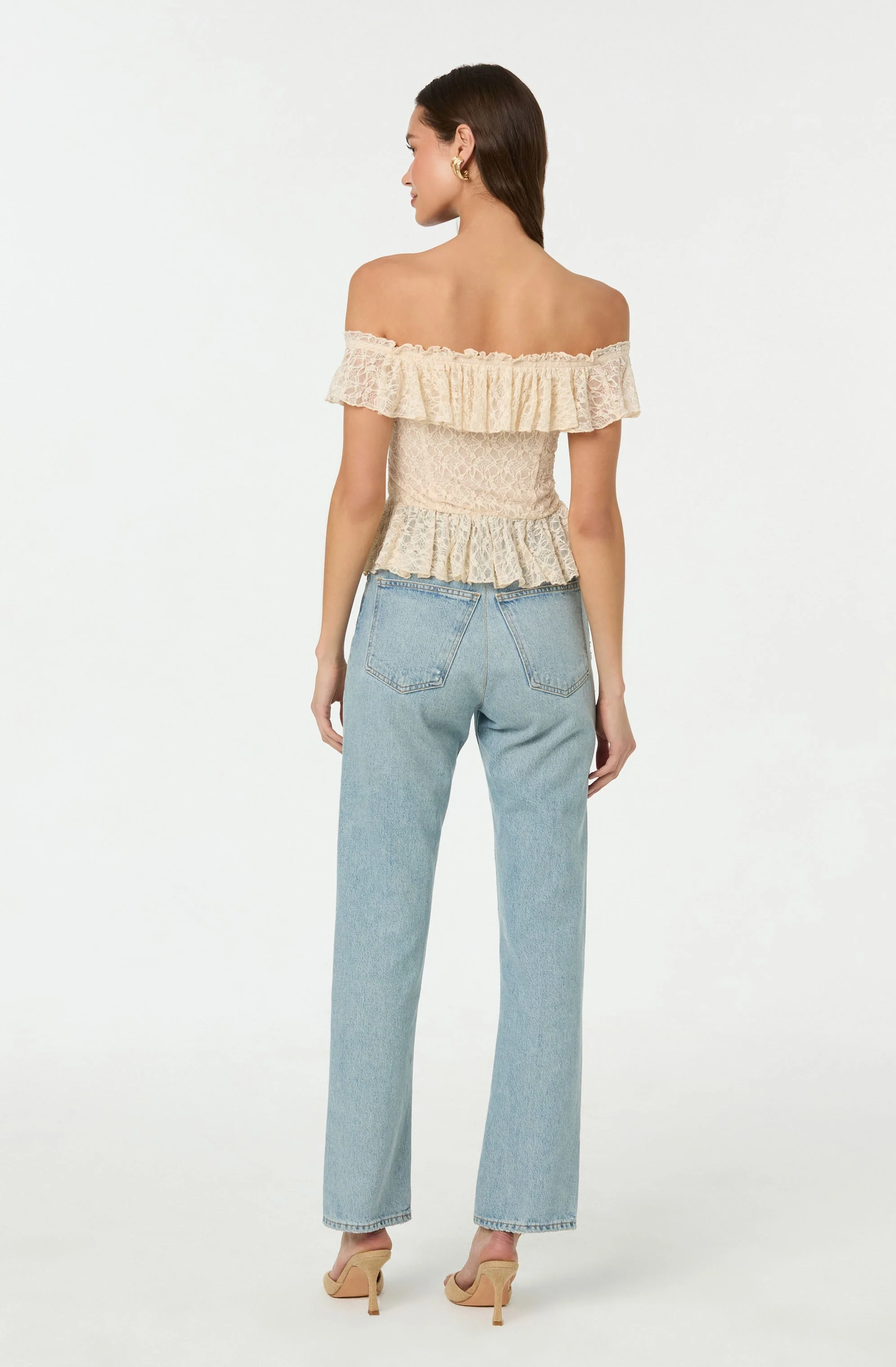 Lace Off Shoulder Ruffle Top