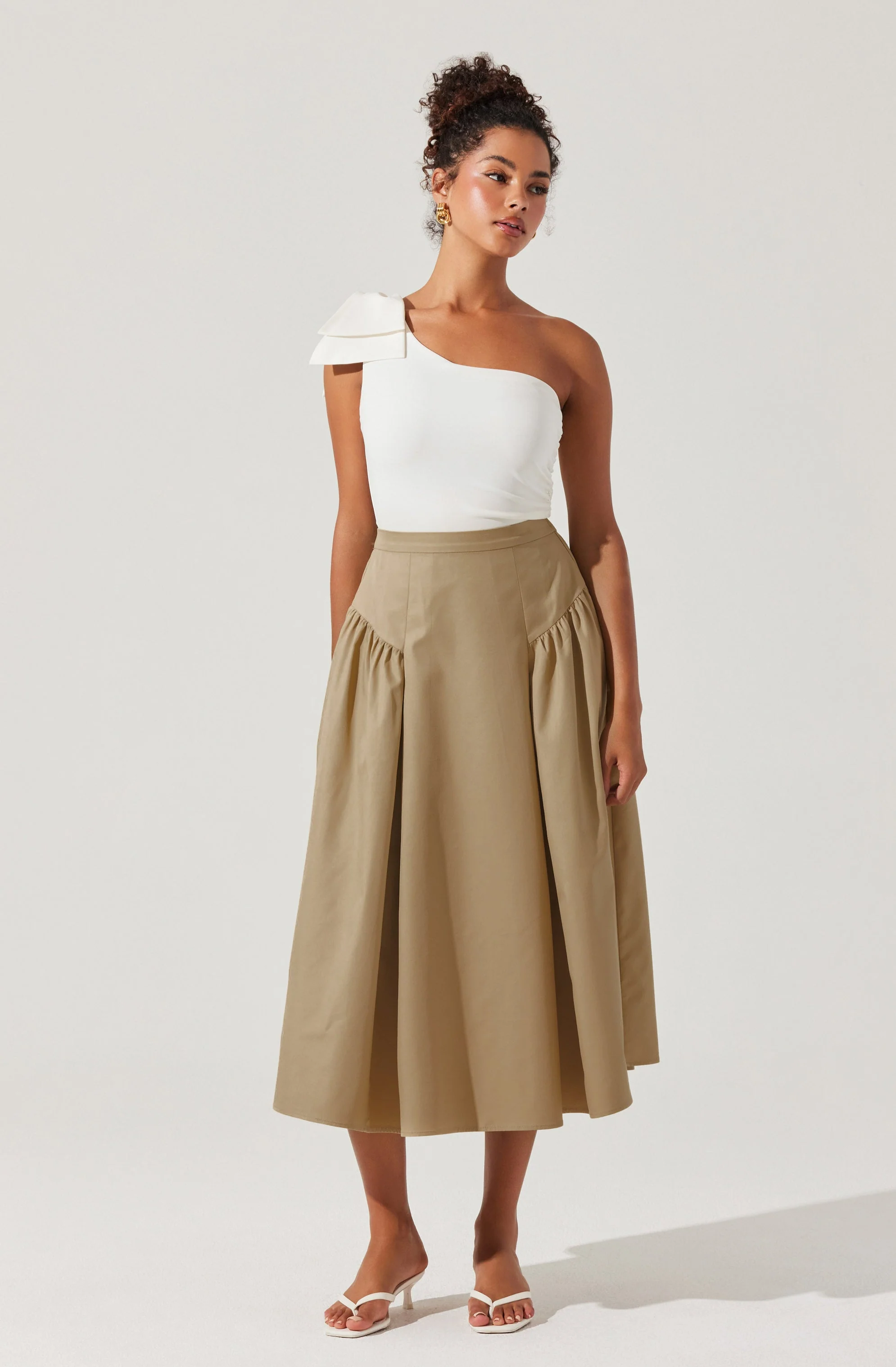 Laila Ruched Detail Midi Skirt