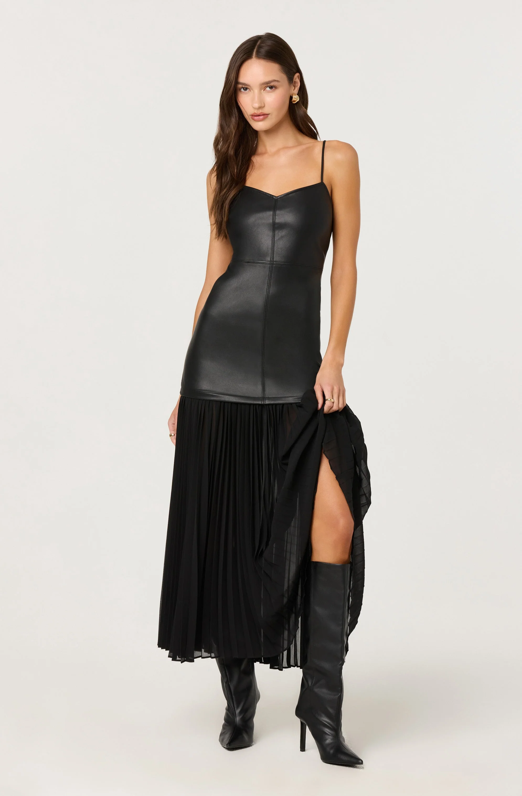 Lezith Faux Leather Maxi Dress