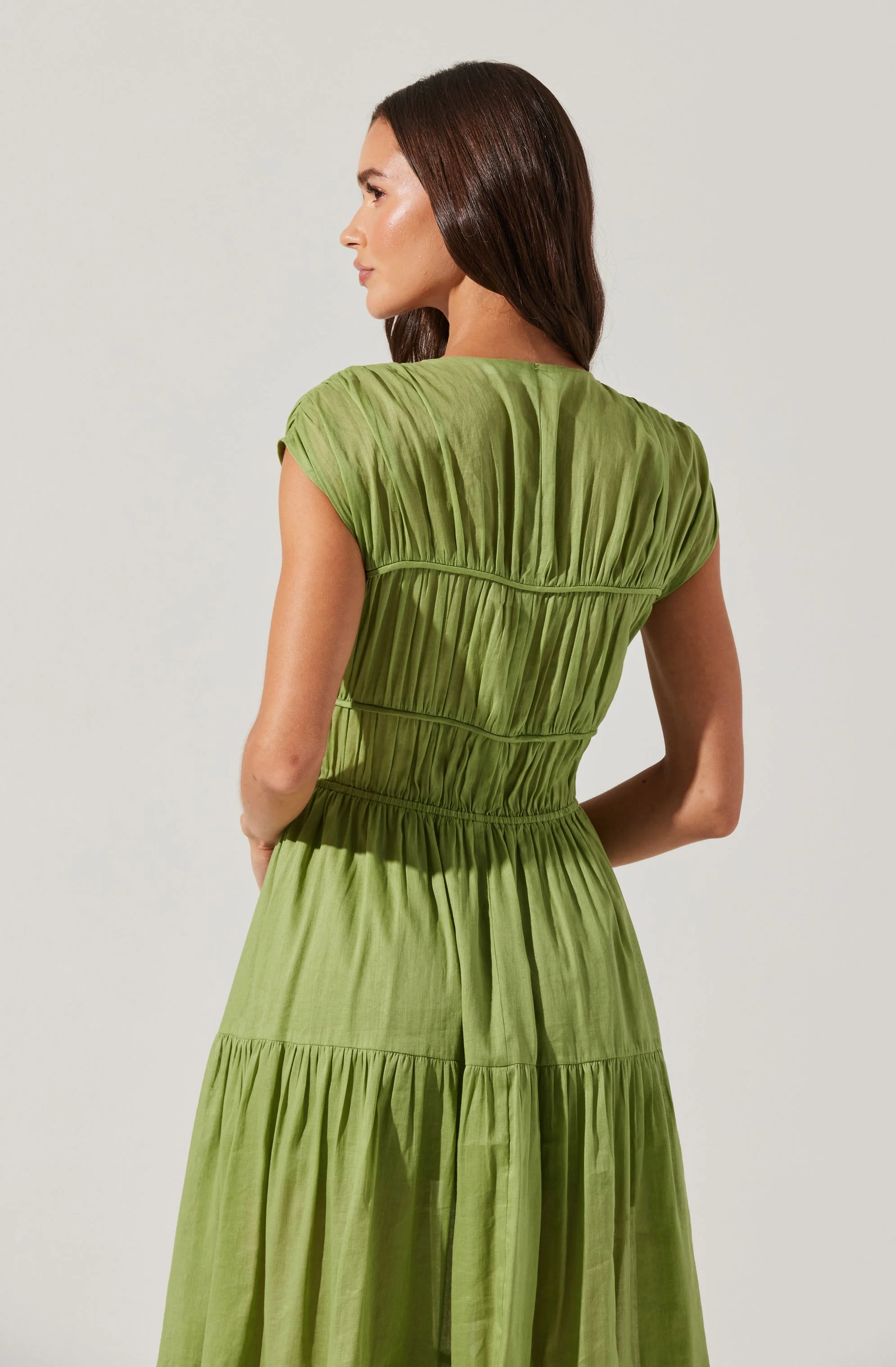 Alexandria Shirred Tiered Midi Dress