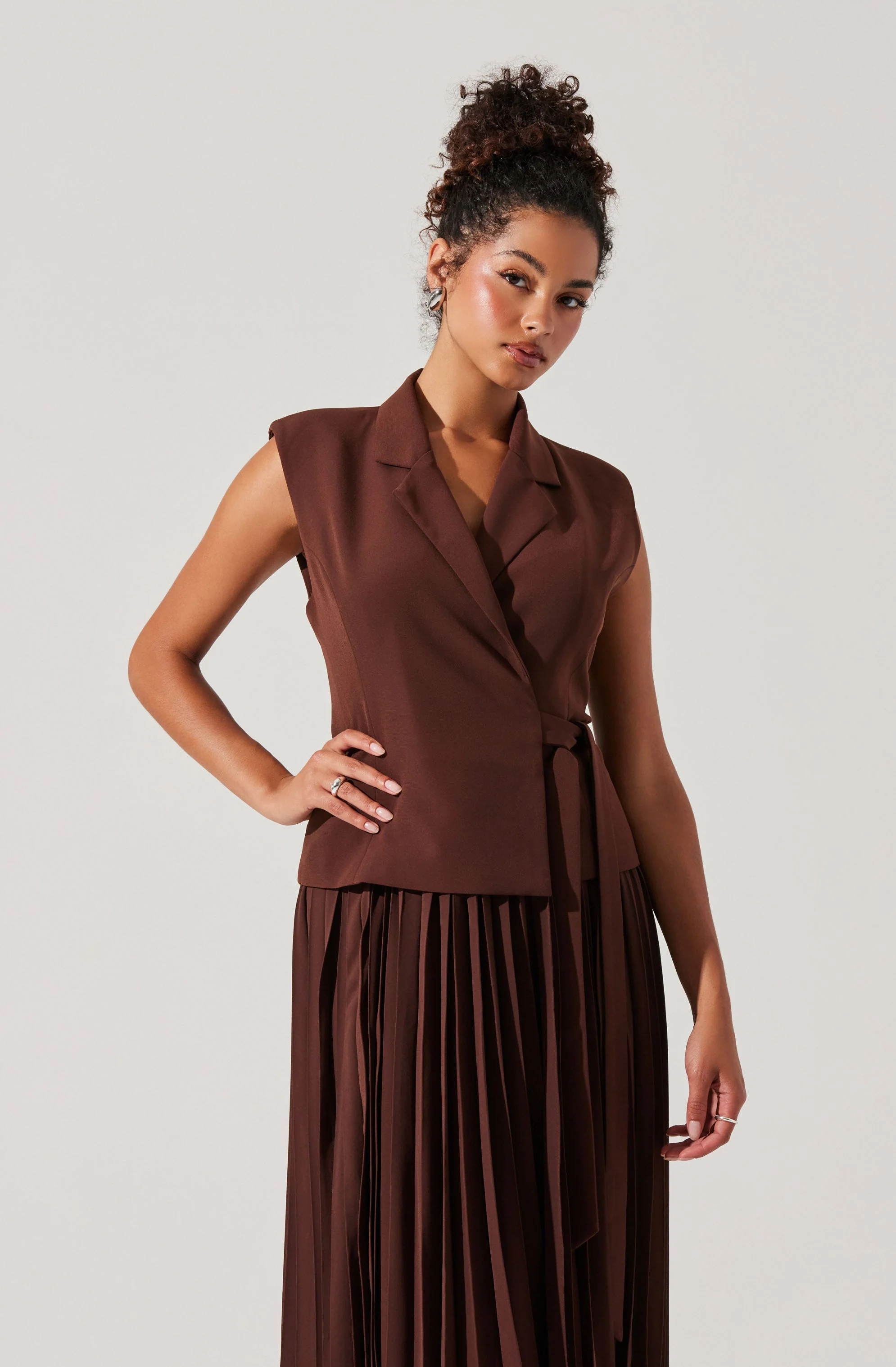 Mixed Media Vest Wrap Dress