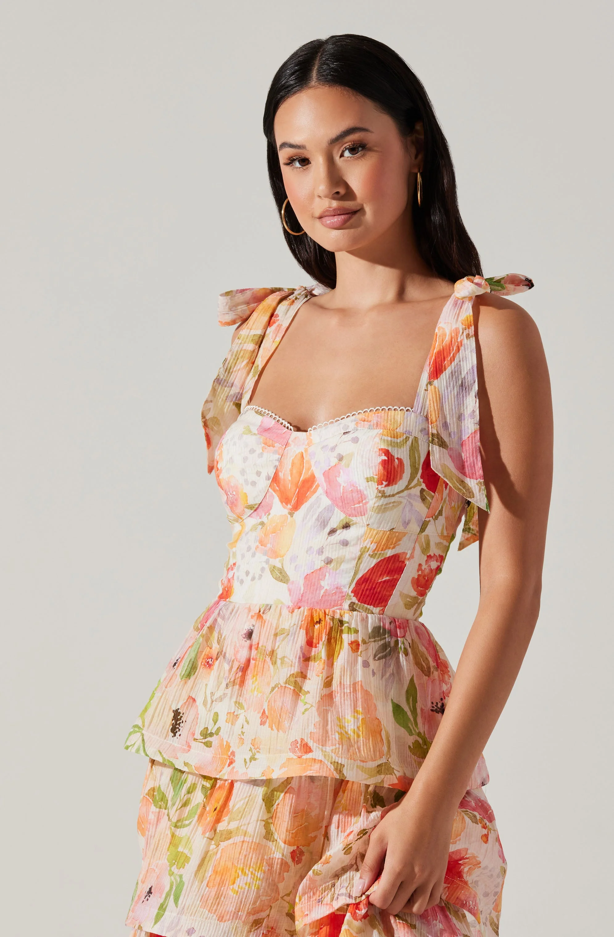 Zirconia Floral Tiered Maxi Dress