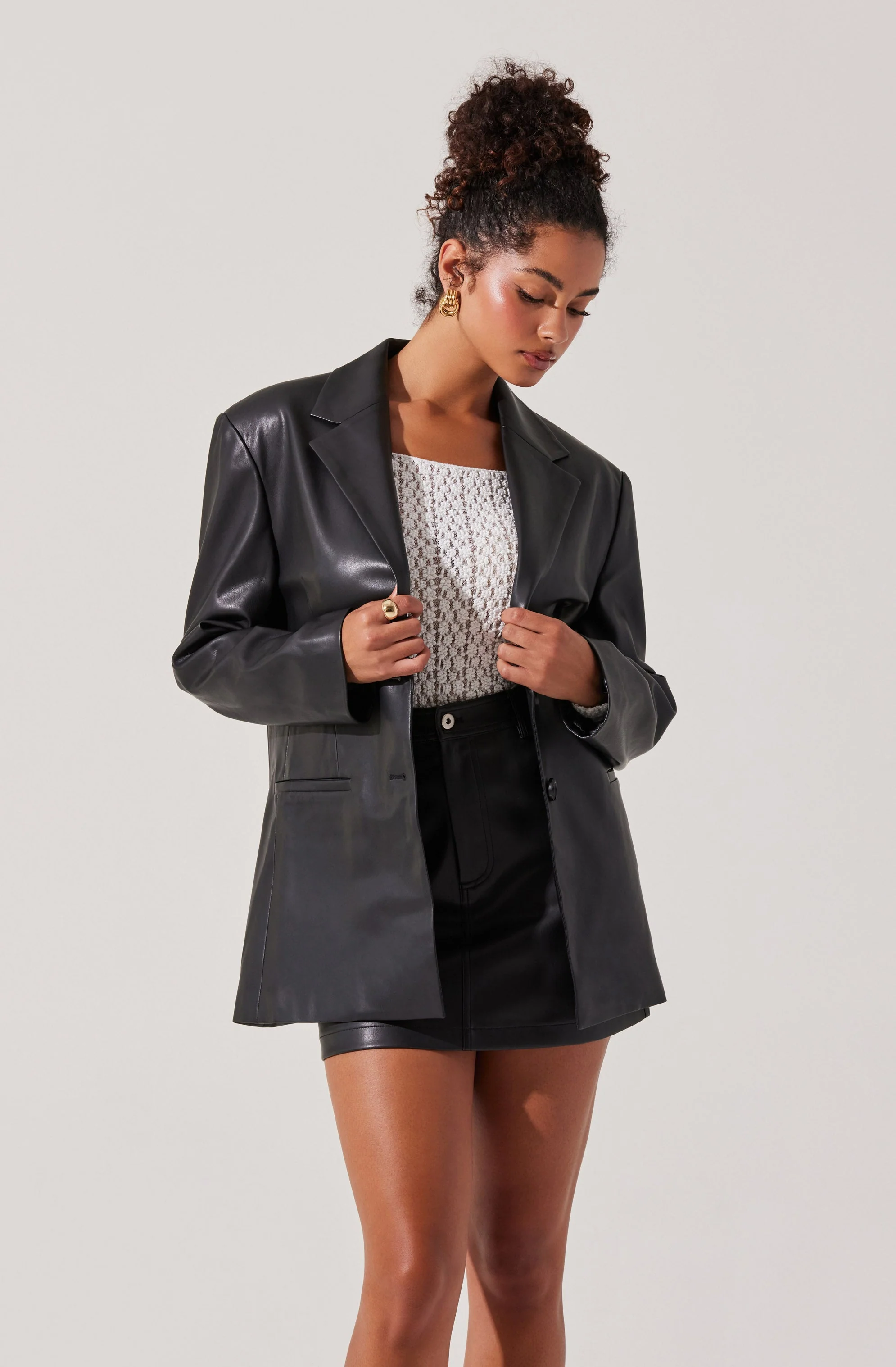 Ezra Faux Leather Oversized Blazer