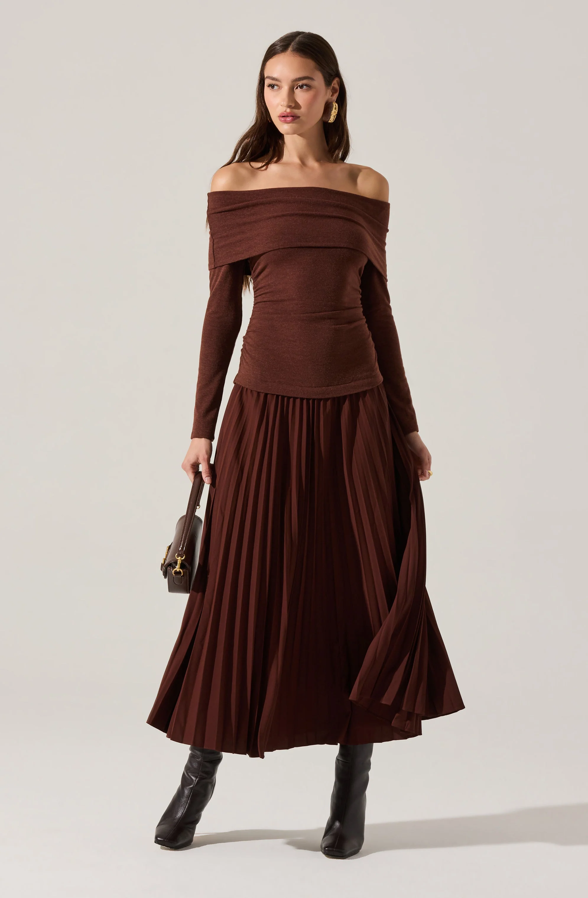 Tanaia Pleated Mixed Media Dress