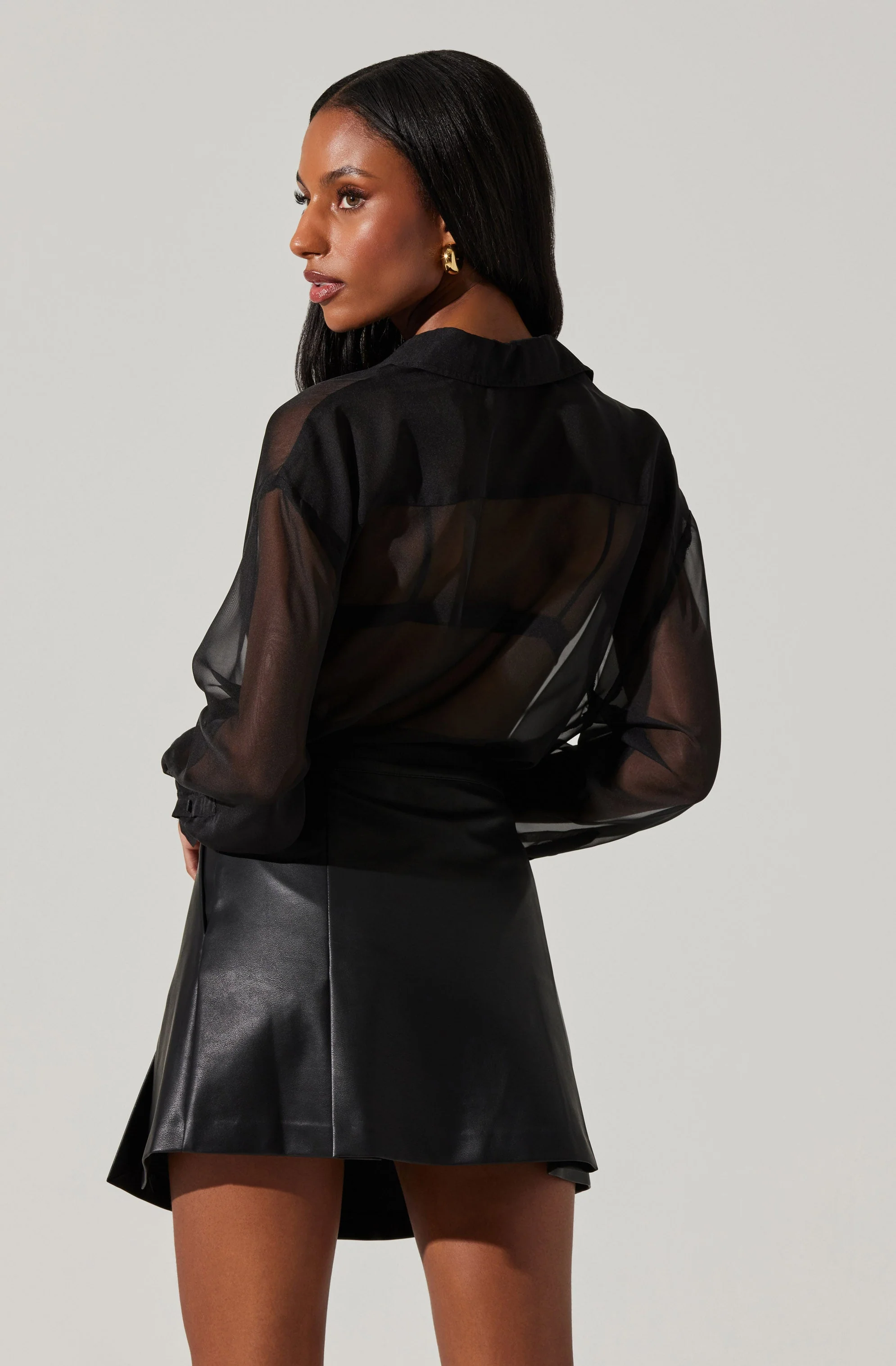 Evie Sheer Button Up Top