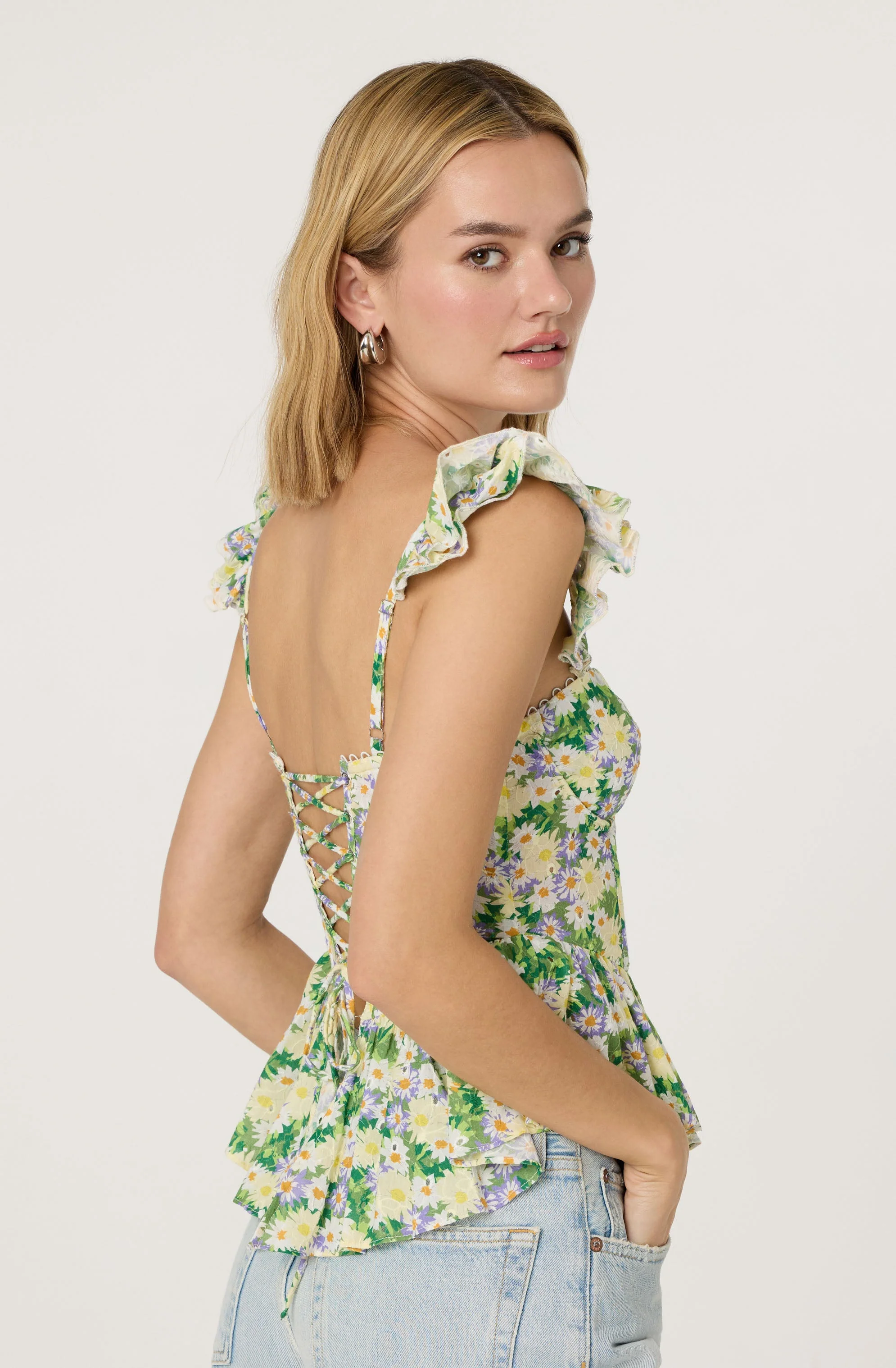 Baylin Floral Peplum Top