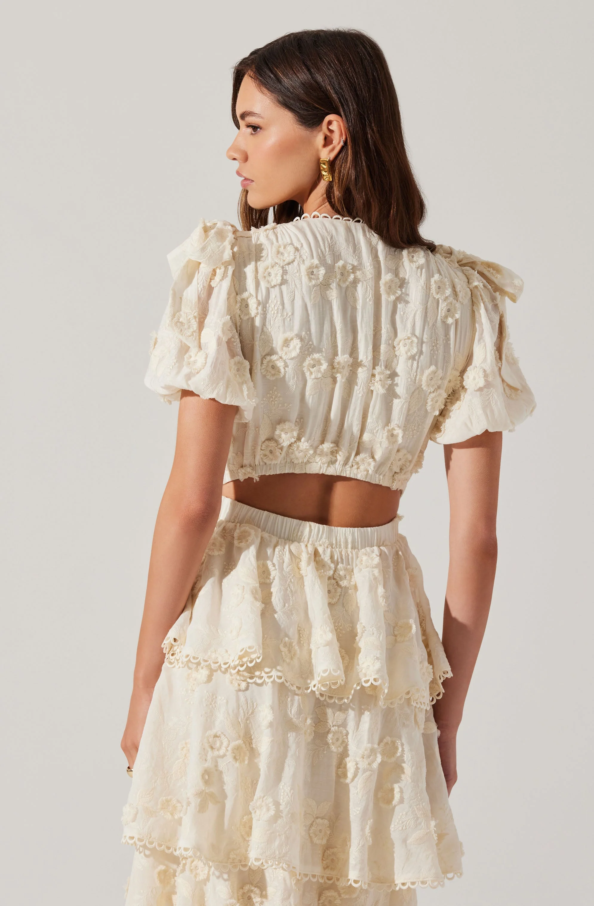 Arianell Embroidered Floral Tiered Dress