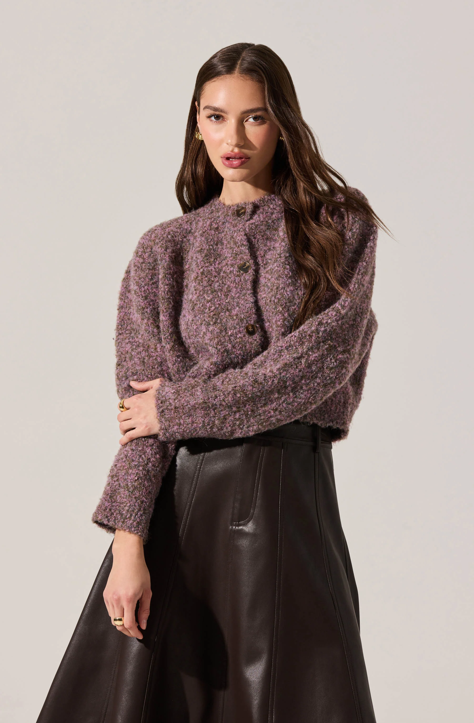 Sebille Textured Fuzzy Knit Cardigan