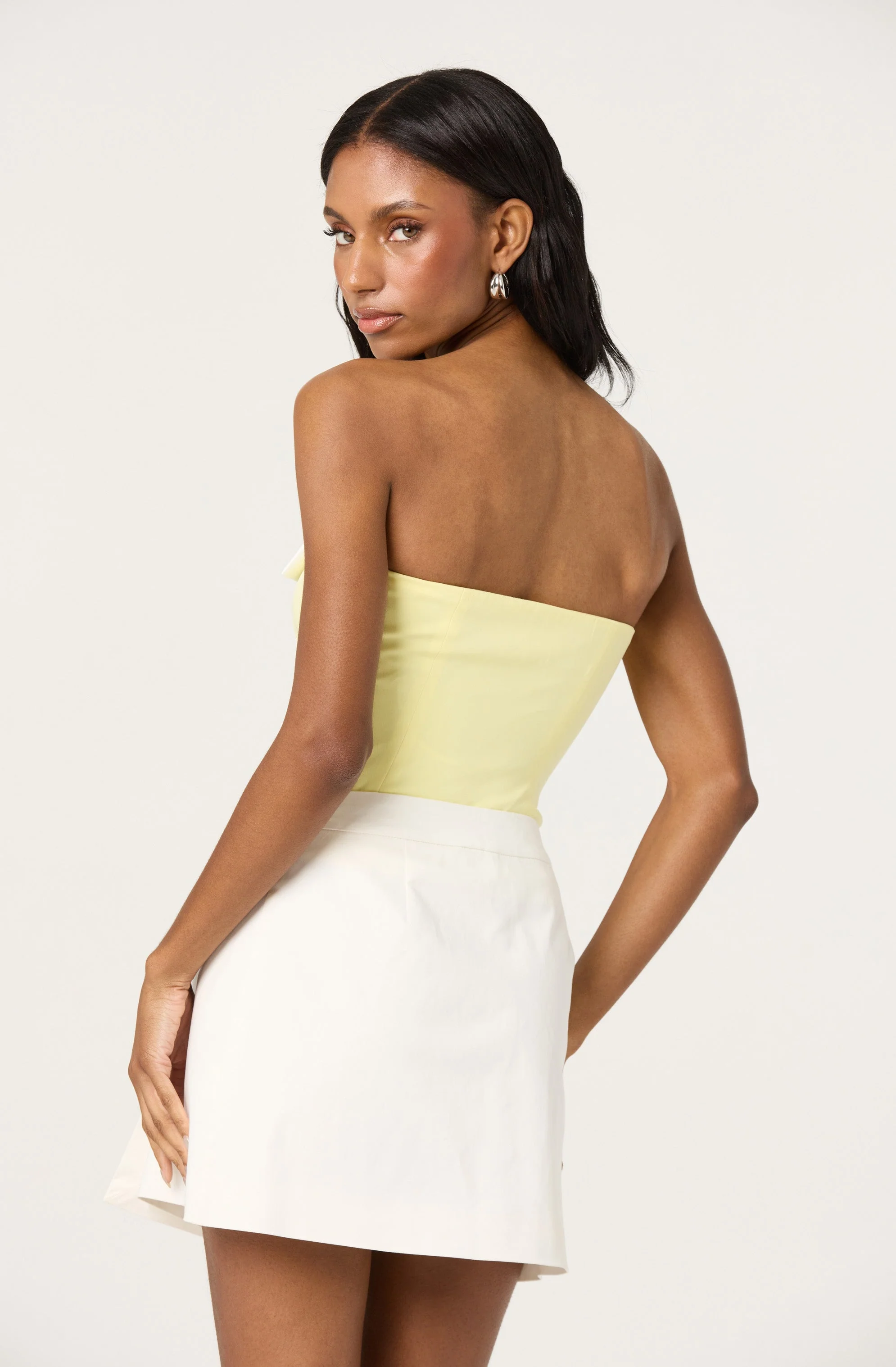 Contrast Bow Strapless Top