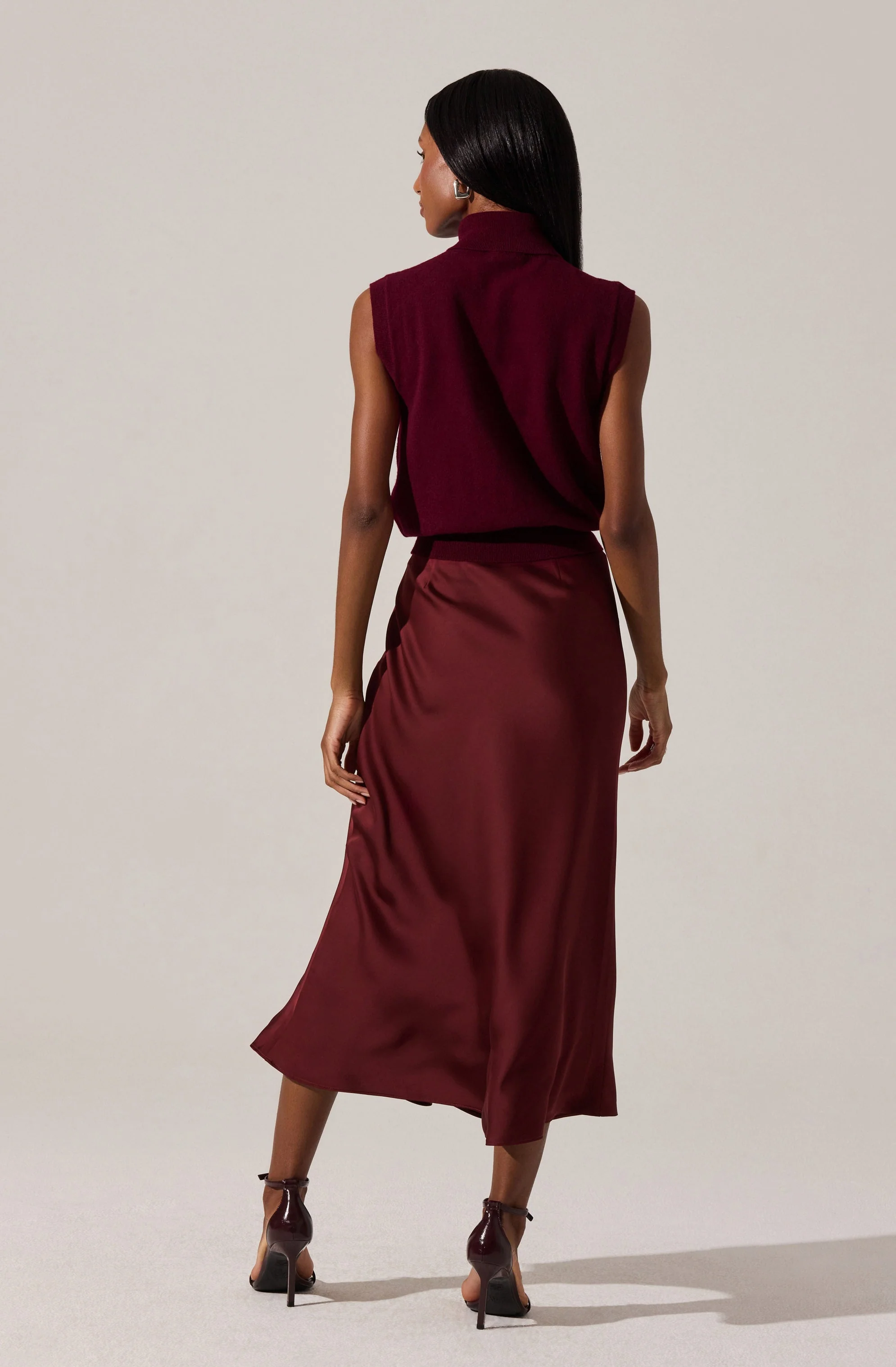 Windey Satin Midi Skirt