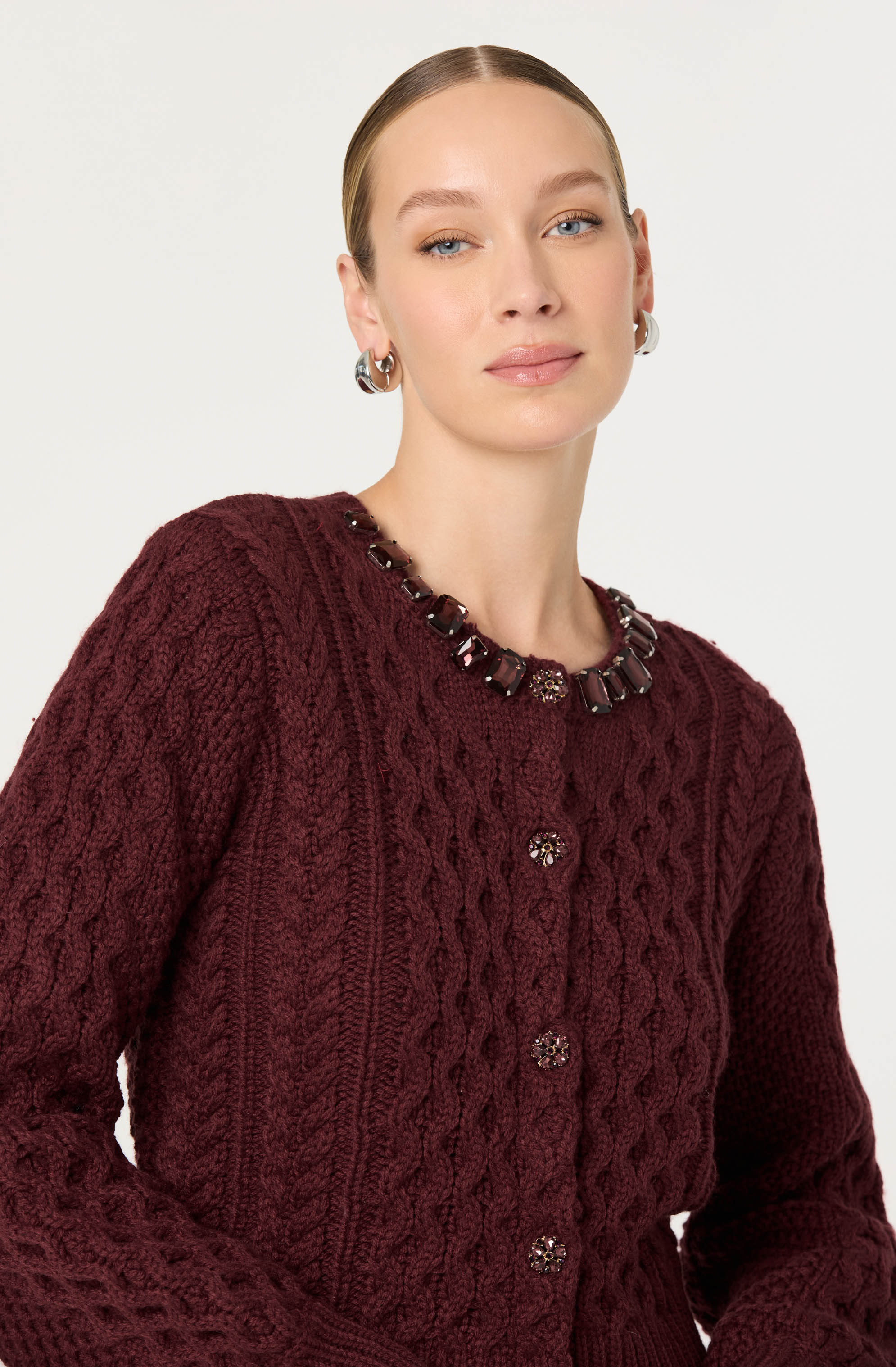 Cathryn Embellished Cable Knit Cardigan