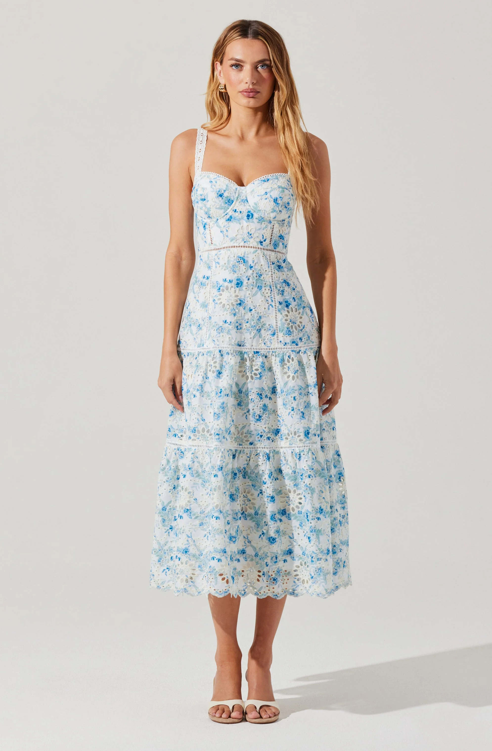 Pellagia Floral Eyelet Midi Dress