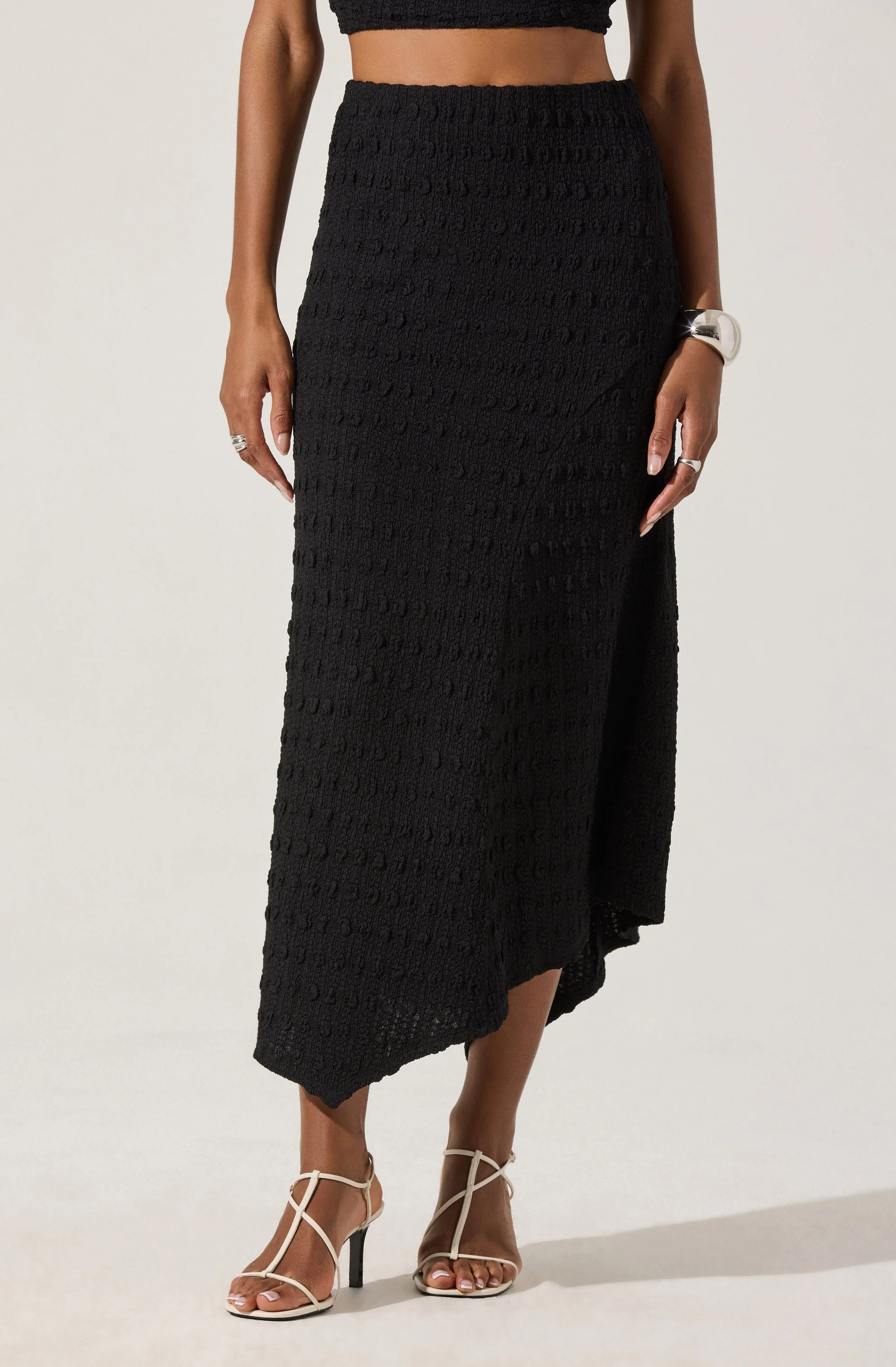 Textured Asymmetric Knit Skirt