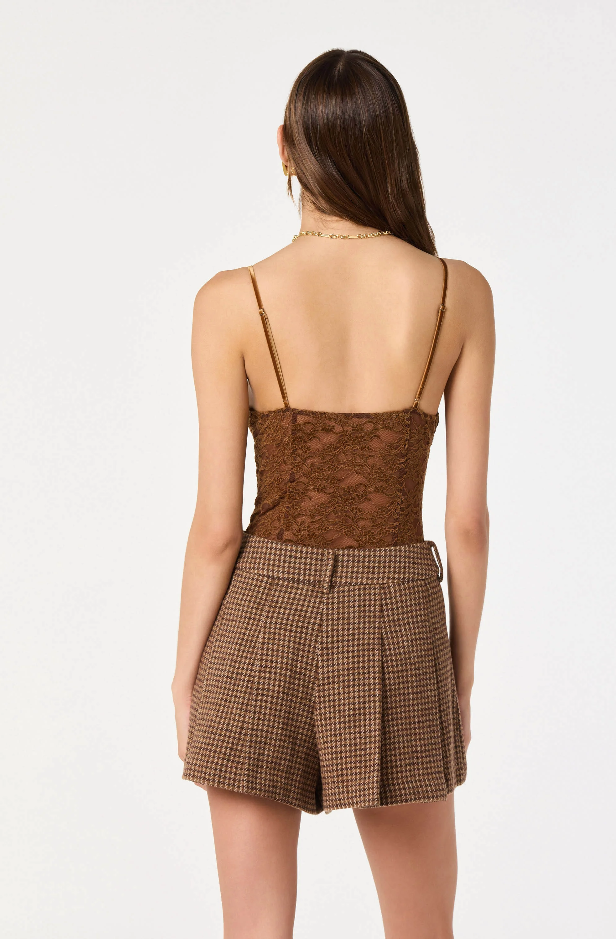 Plaid pleated Flared Shorts