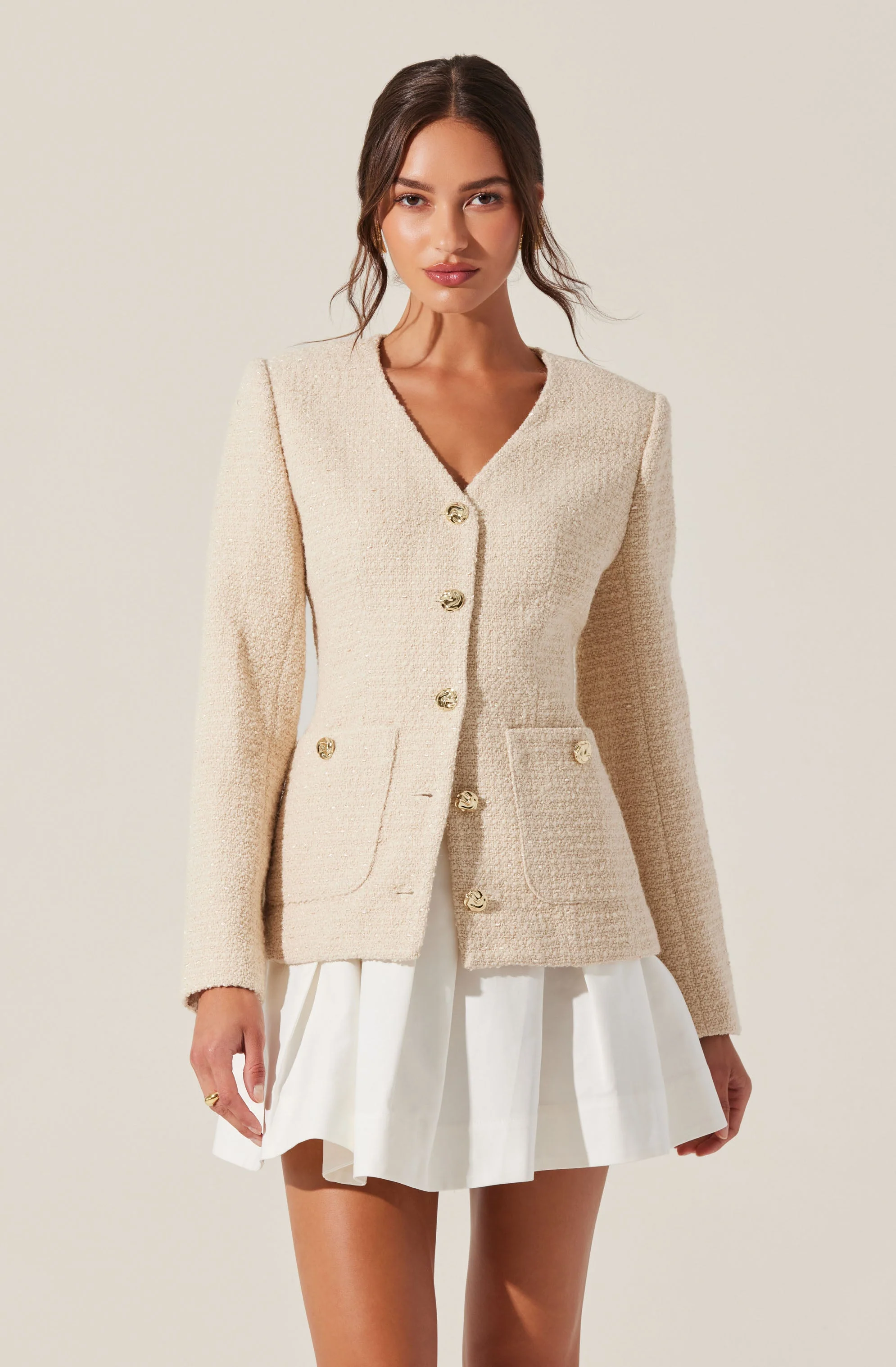 Lysanor Collarless Tweed Jacket