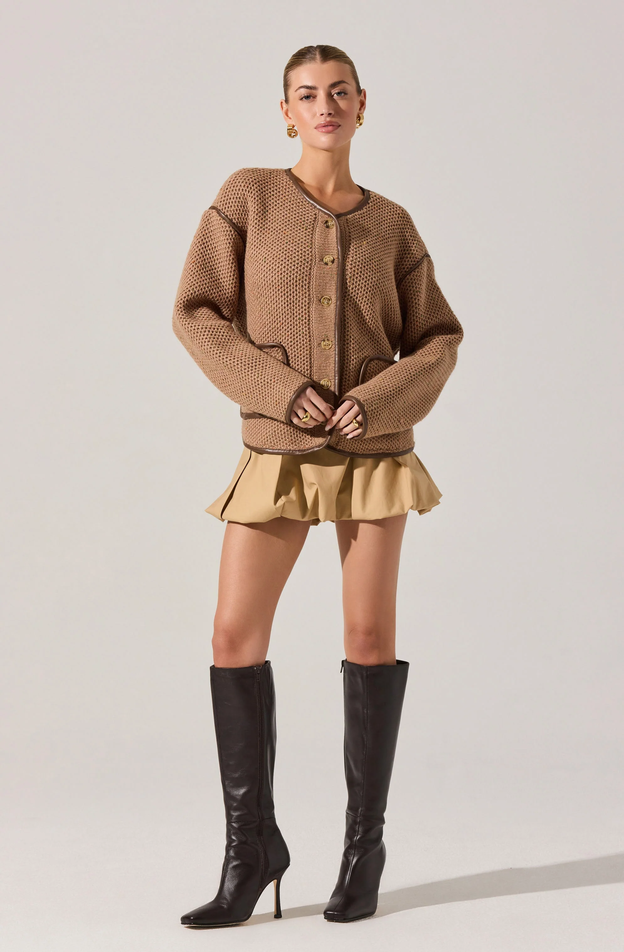 Kembrie Contrast Knit Sweater Jacket