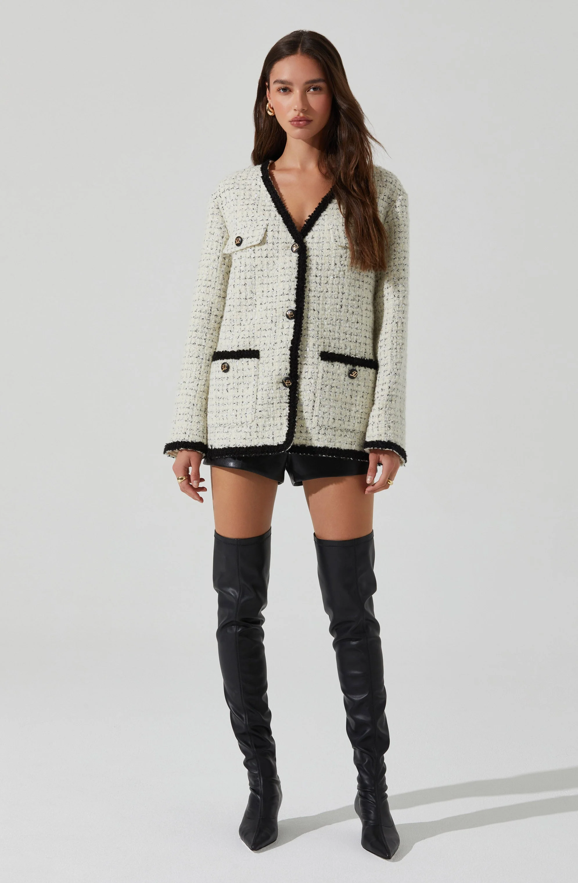 Editha Contrast Tweed Coat