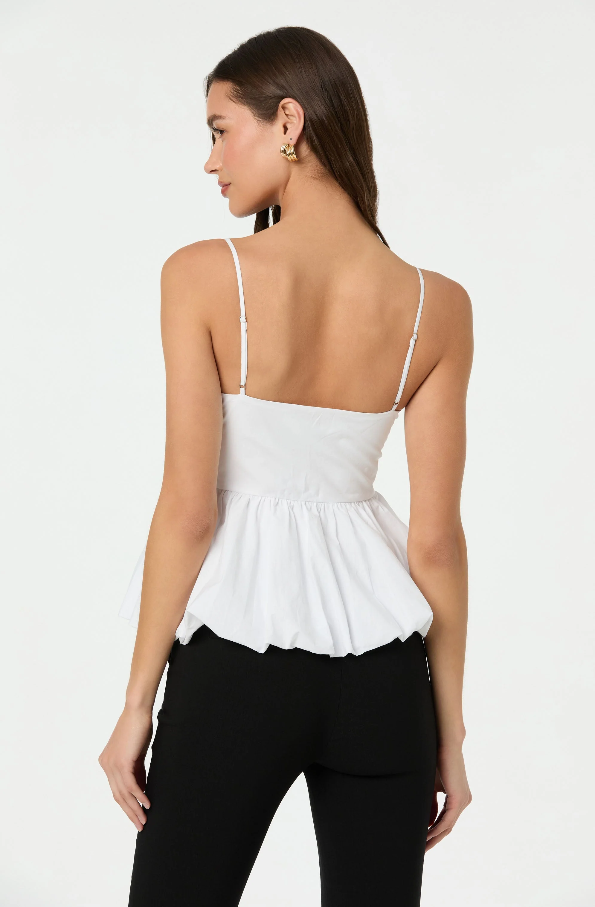 Cutout Bubble Hem Peplum Top