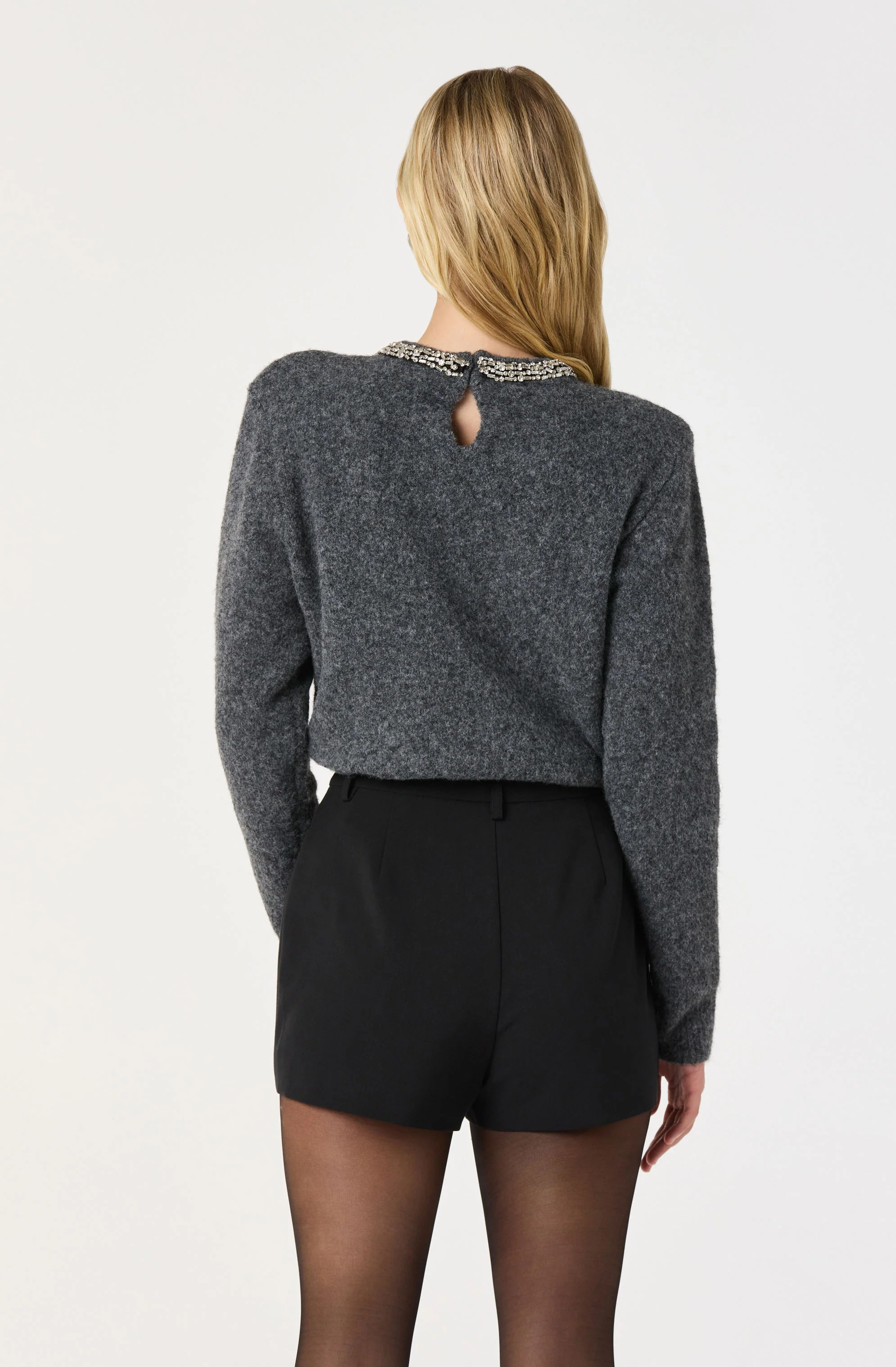 Embellished Collar Crewneck Sweater