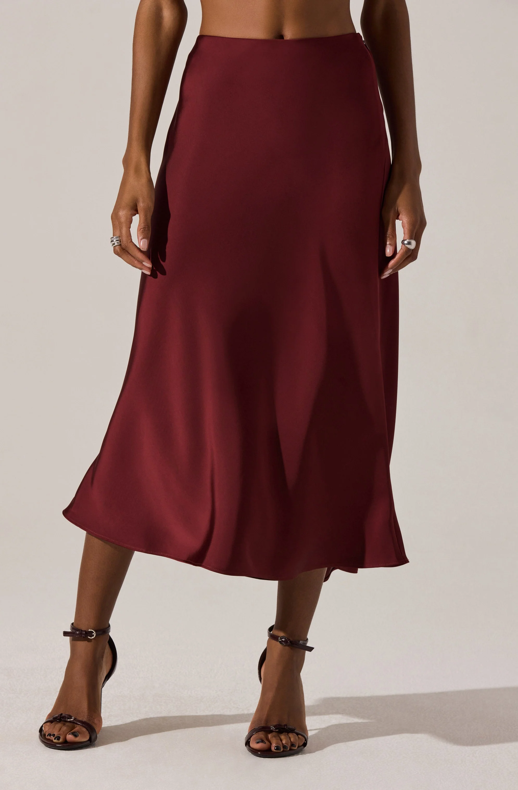 Windey Satin Midi Skirt