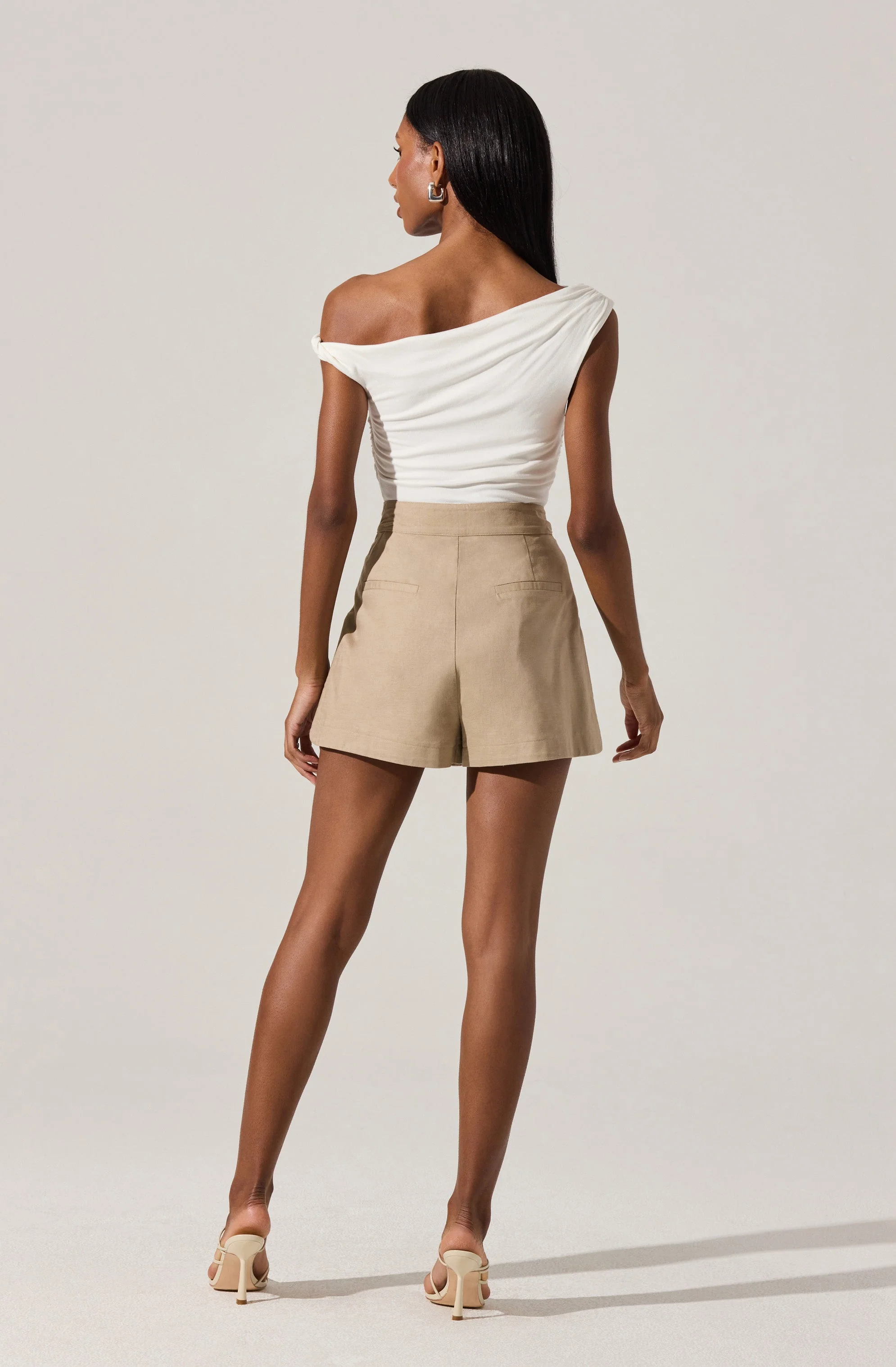 Asymmetric Linen Shorts
