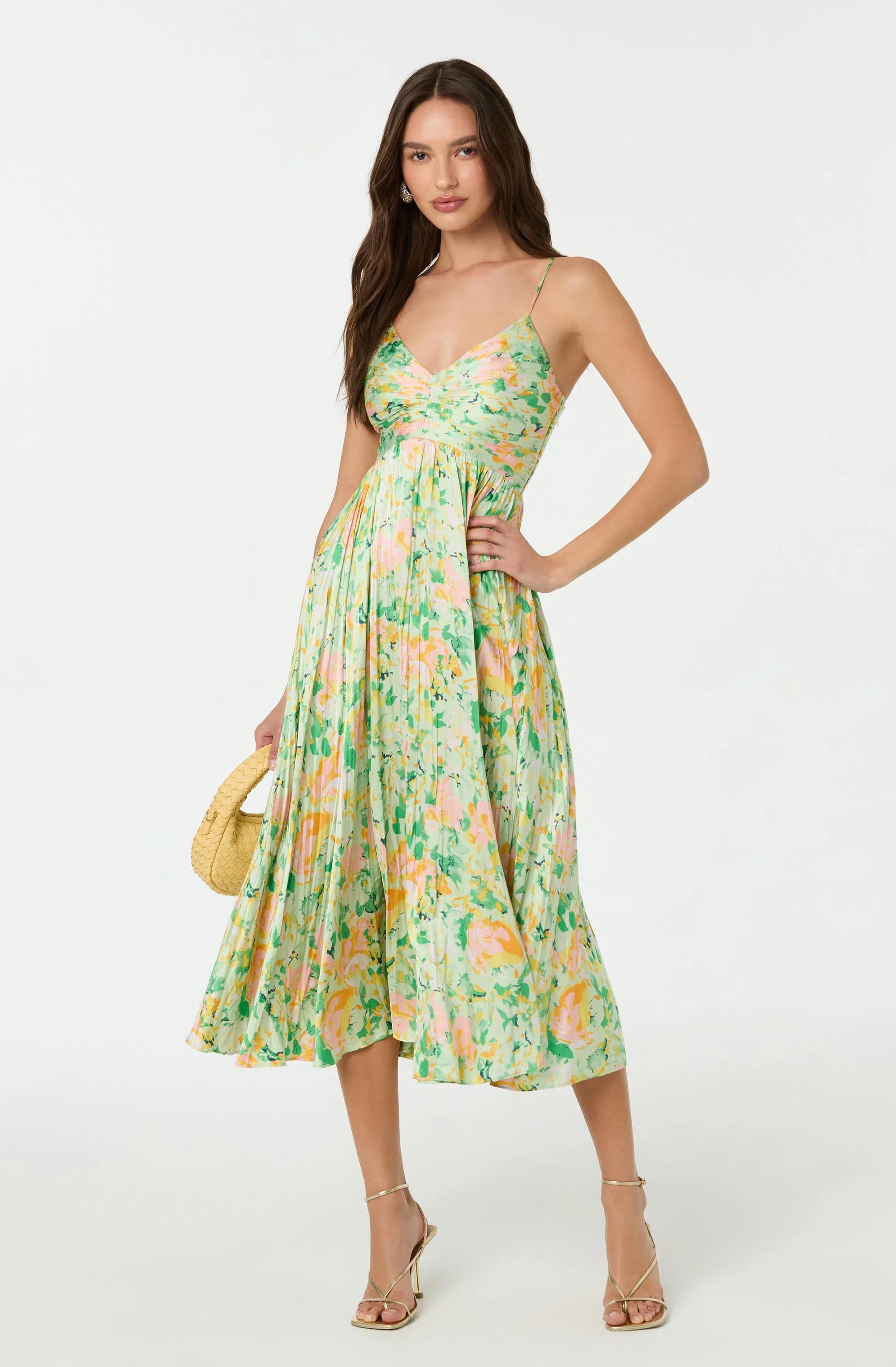 Maeve Printed Pleated Midi Dress