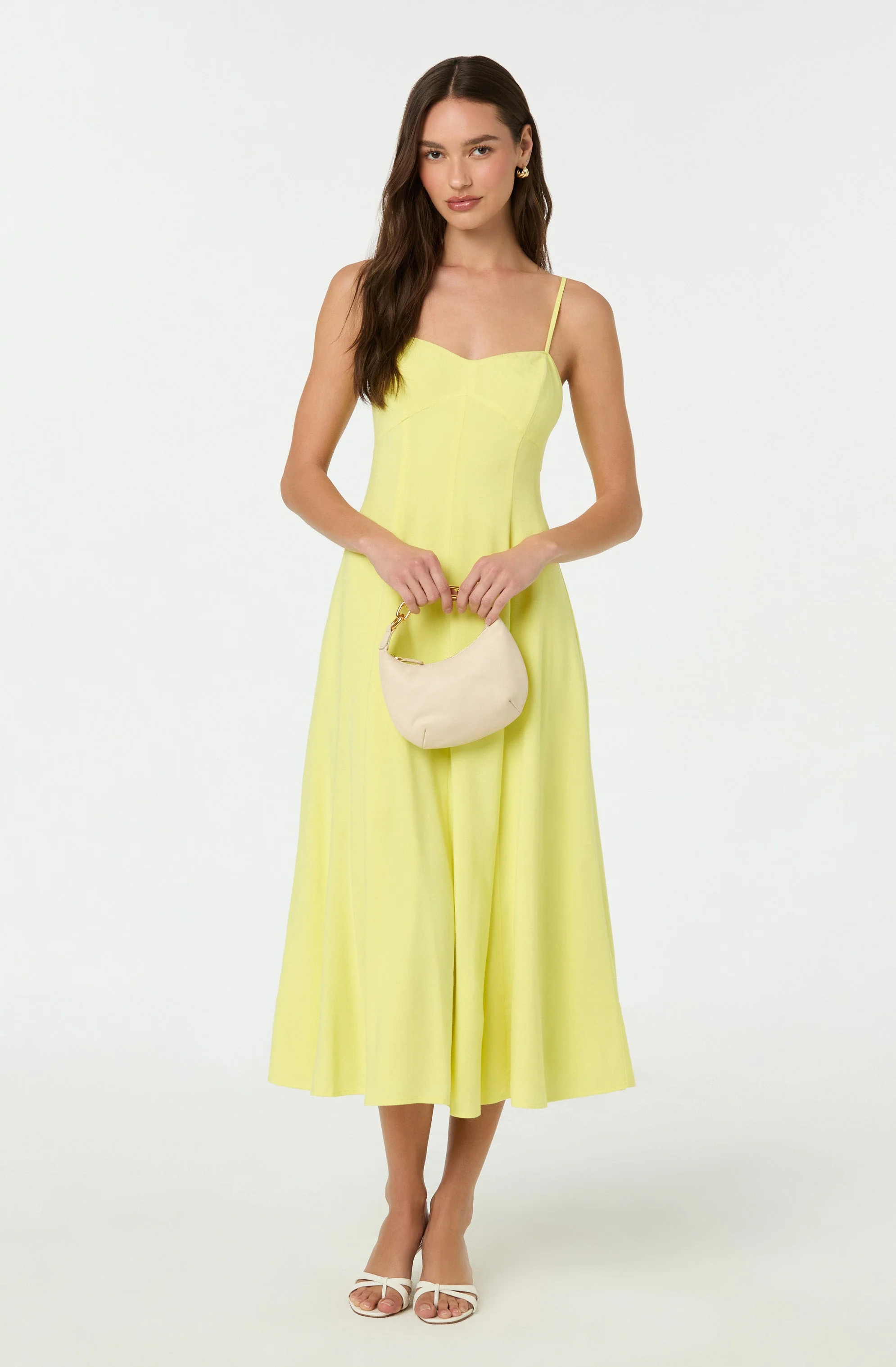 Linen-Blend A-Line Midi Dress