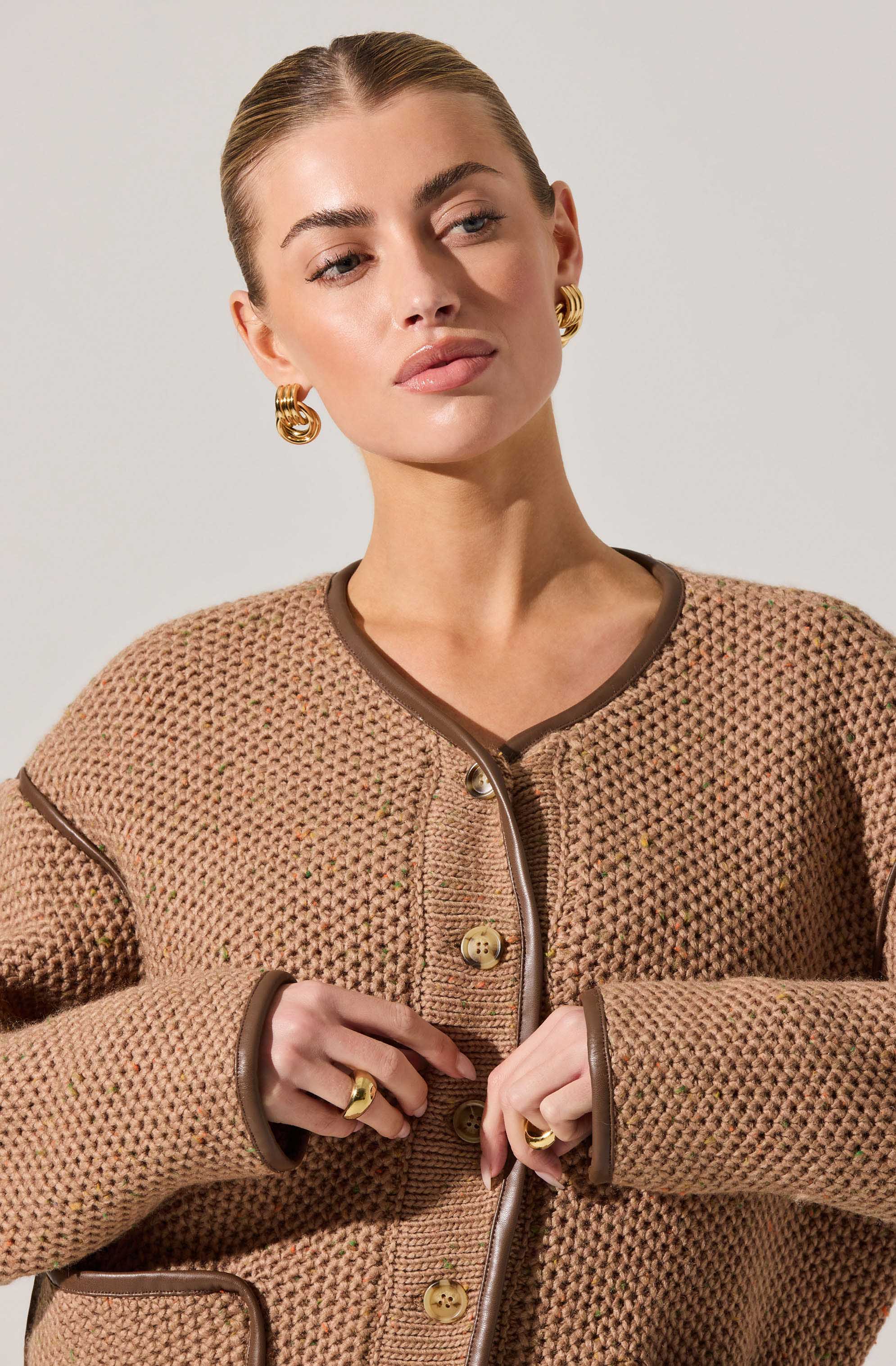 Kembrie Contrast Knit Sweater Jacket