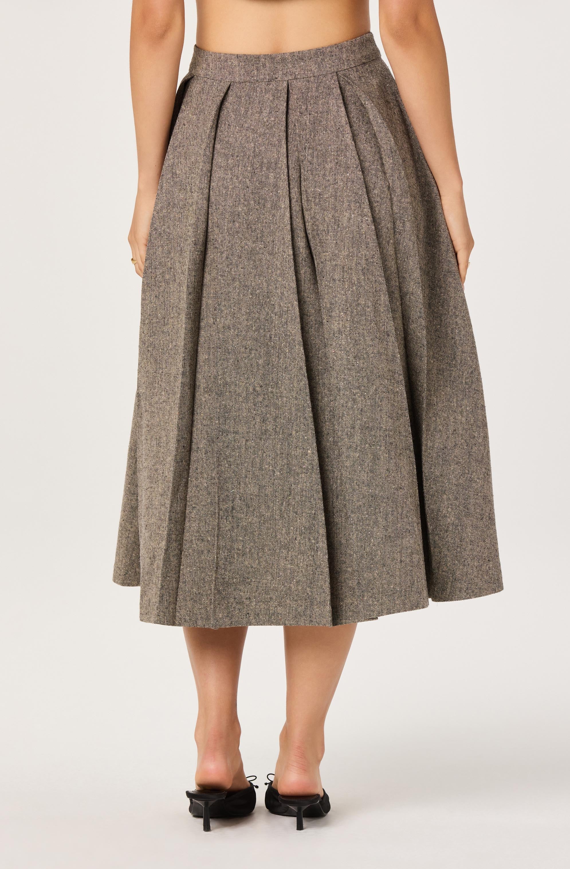 Wide Pleat Midi Skirt