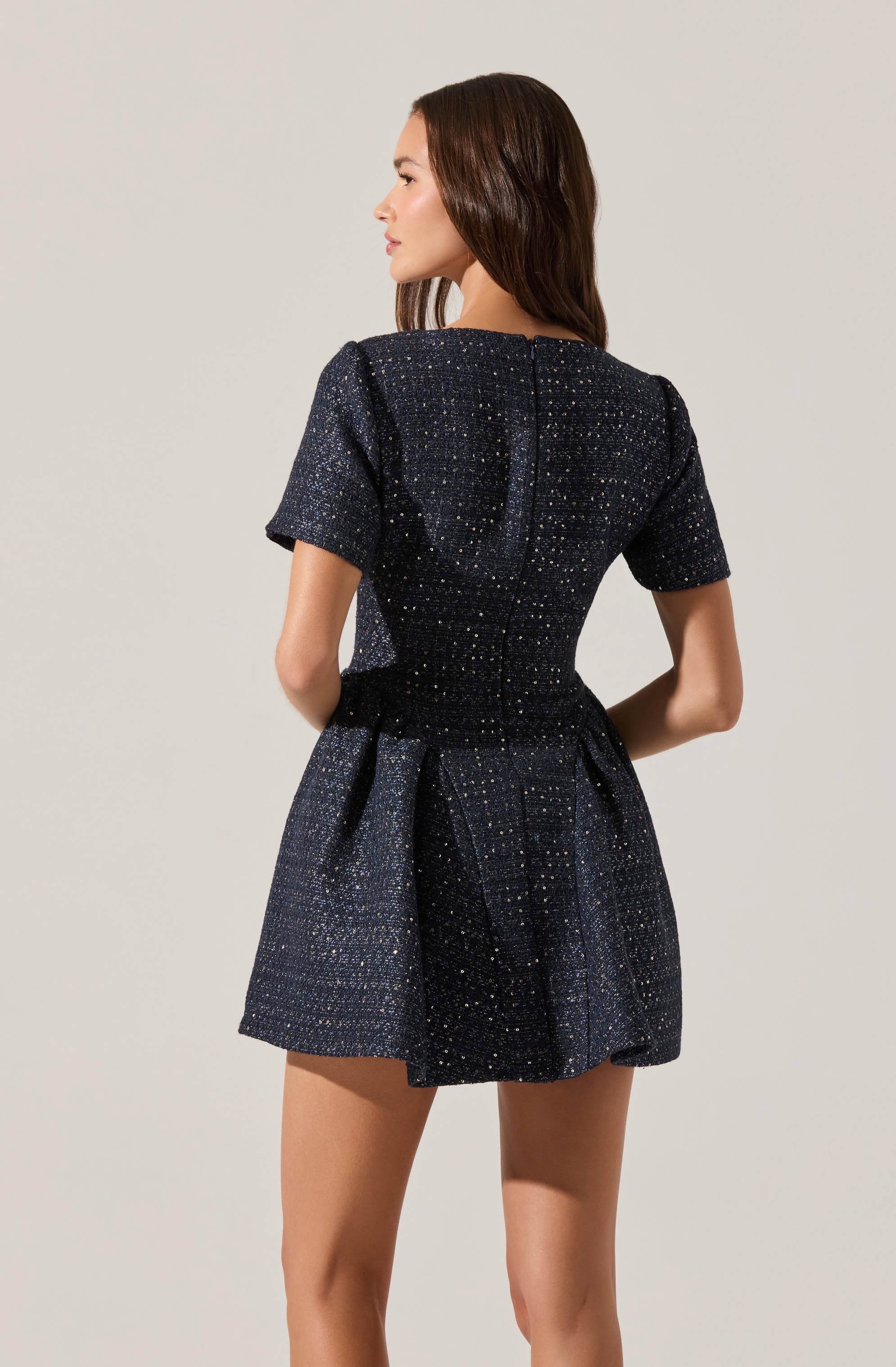 Janel Tweed Mini Skater Dress