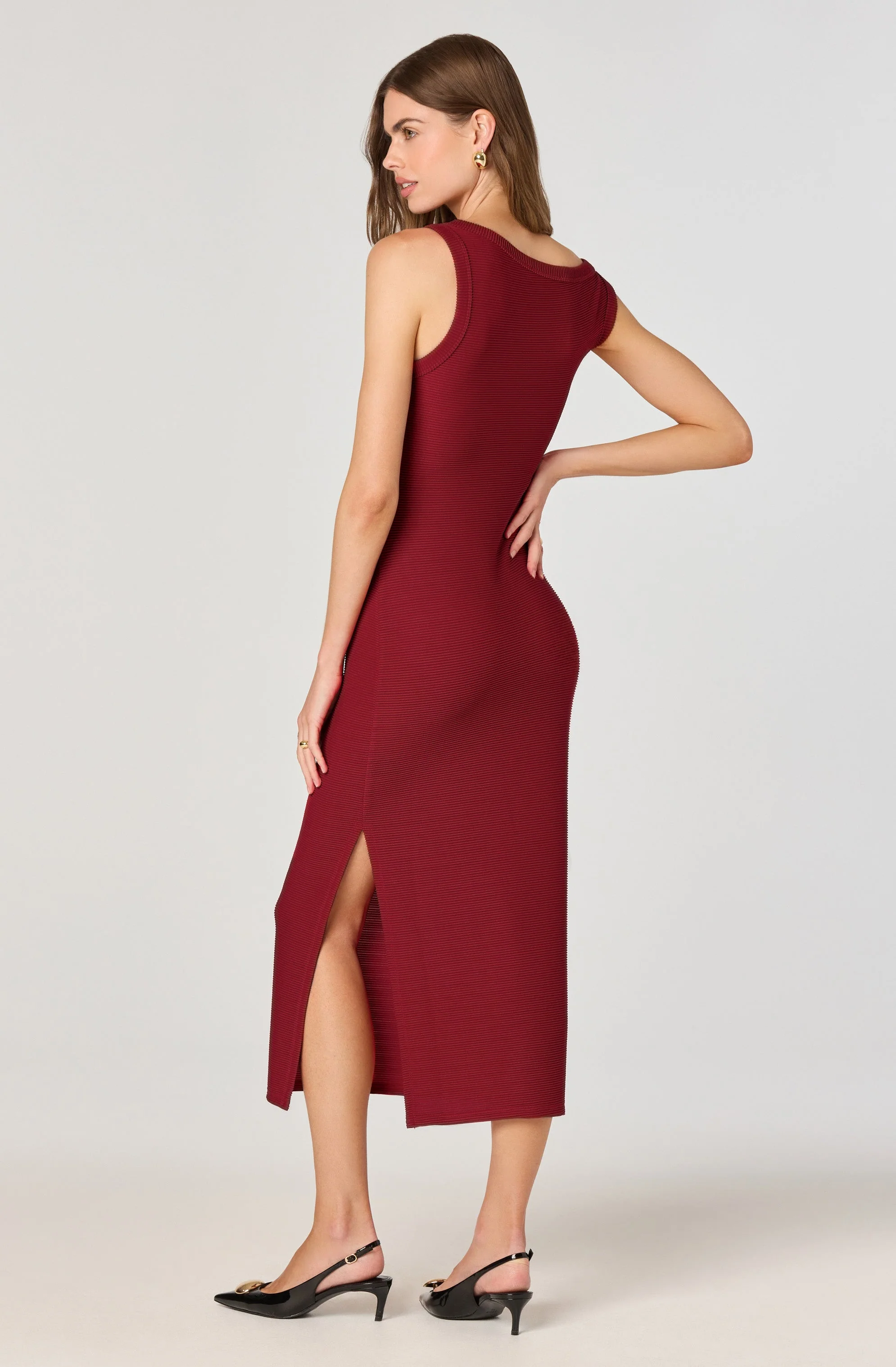 Off Shoulder Ribbed Knit Dress