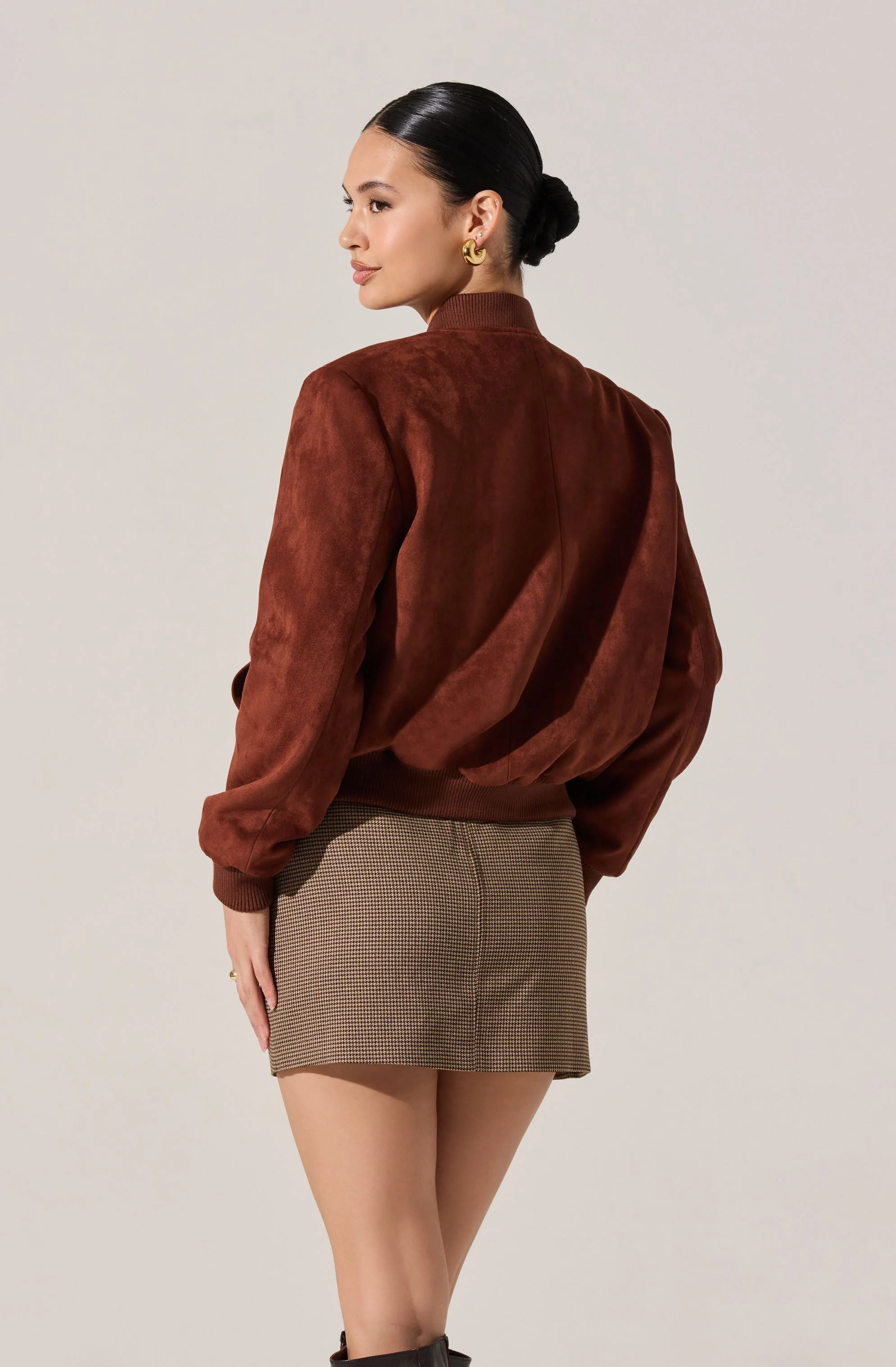 Olenna Faux Suede Bomber Jacket