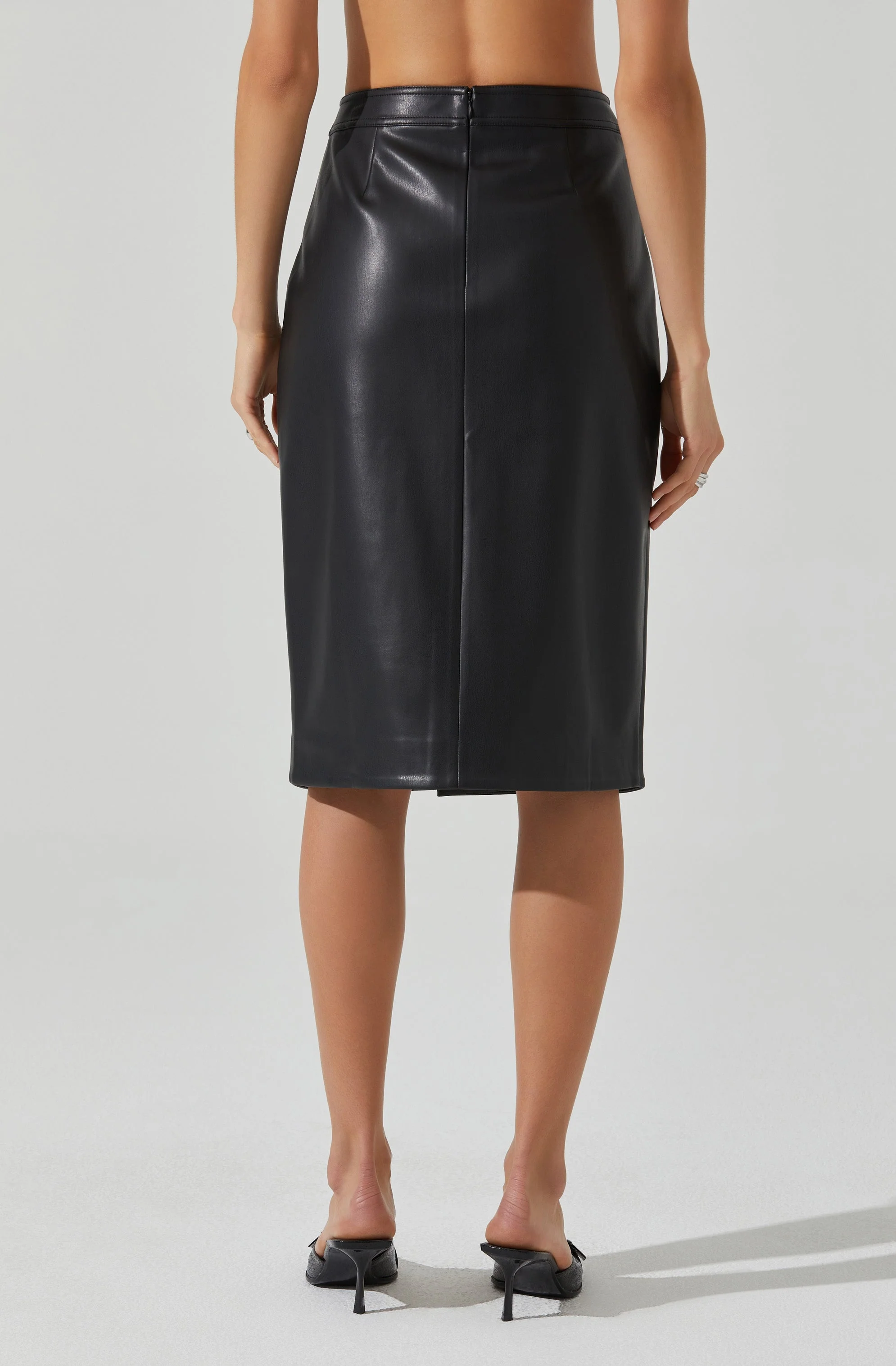 Ladonne Faux Leather Midi Skirt