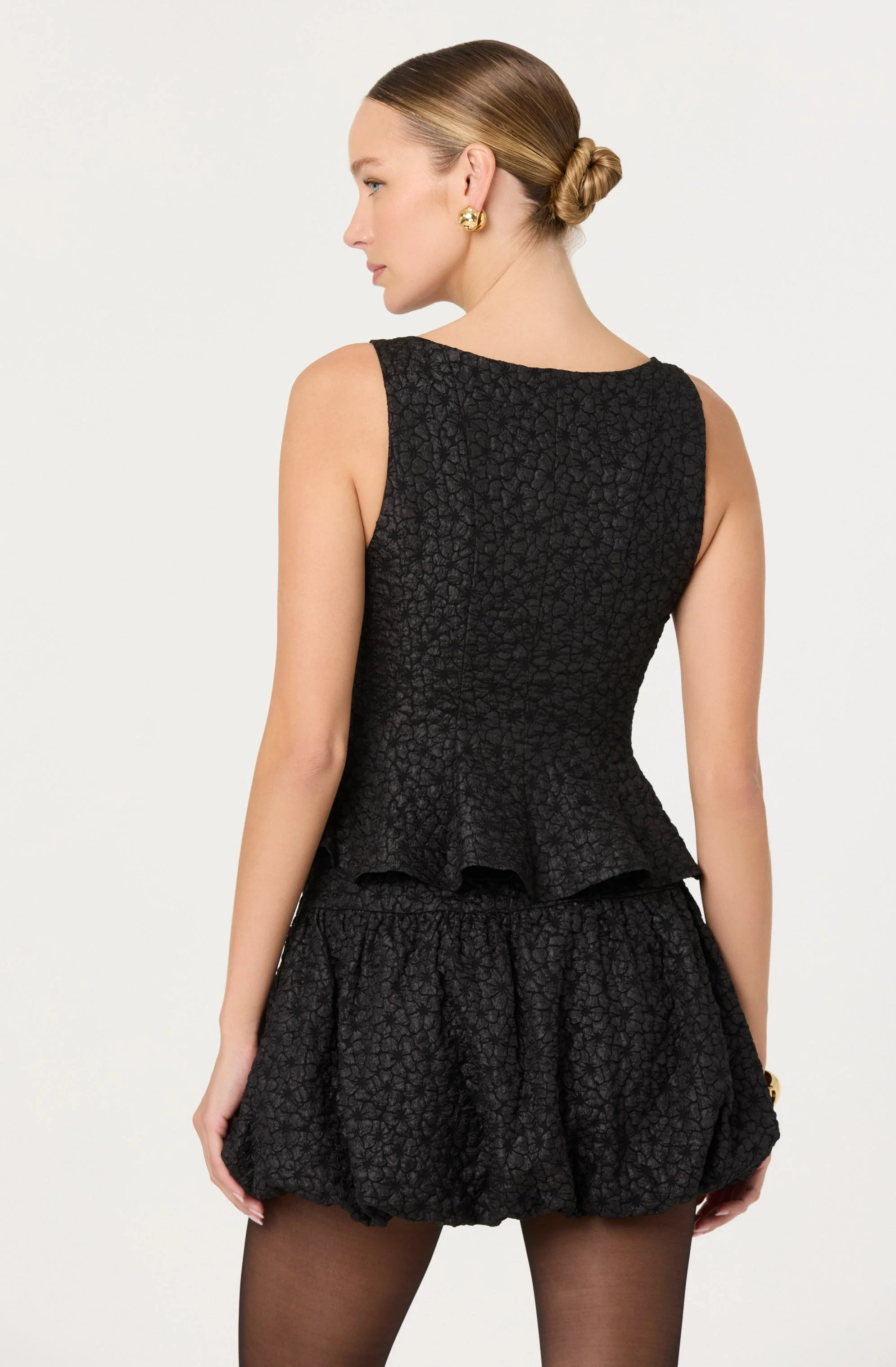 Alea Floral Textured Peplum Top