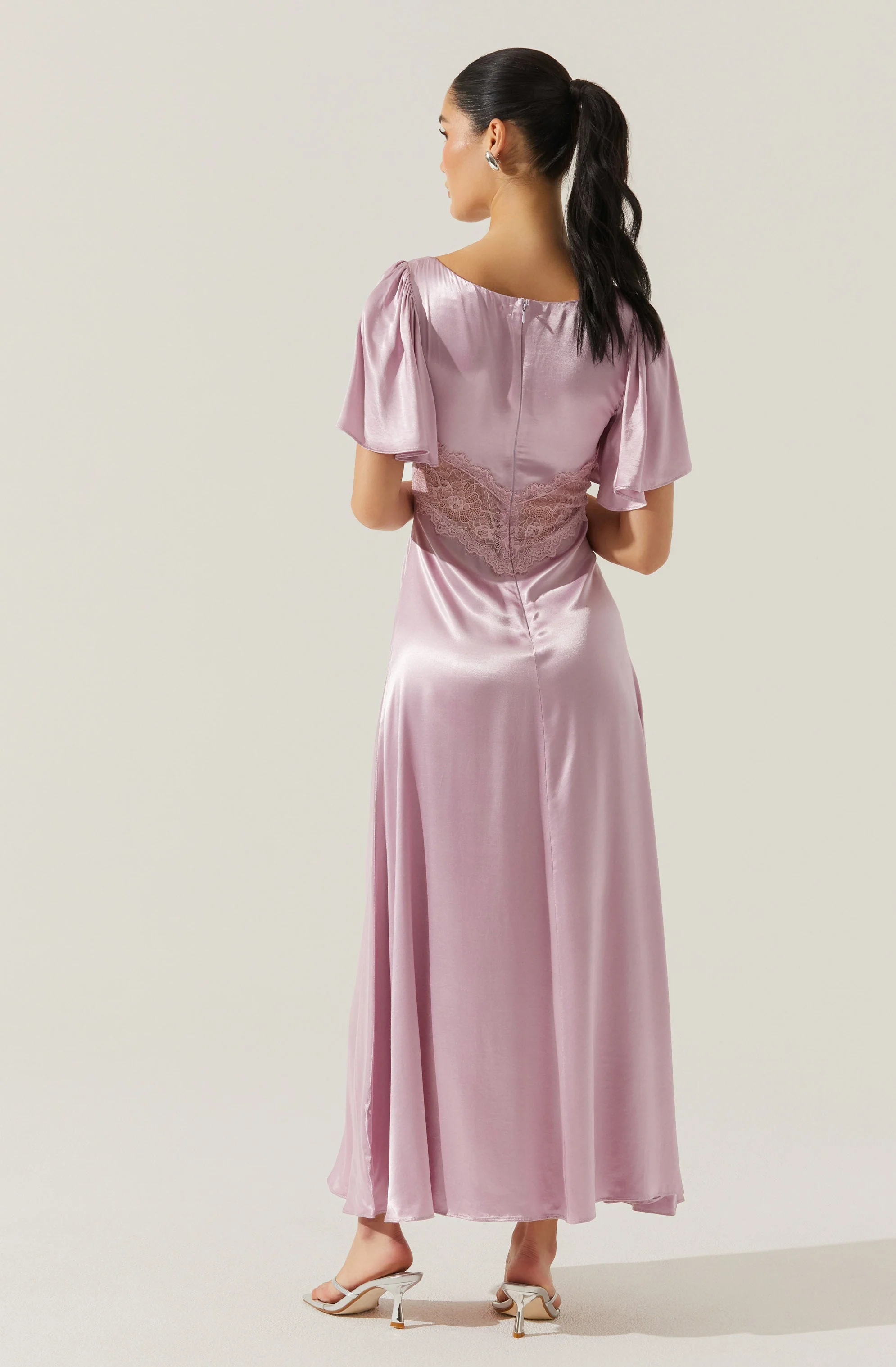 Aurelia Satin V-Neck Midi Dress