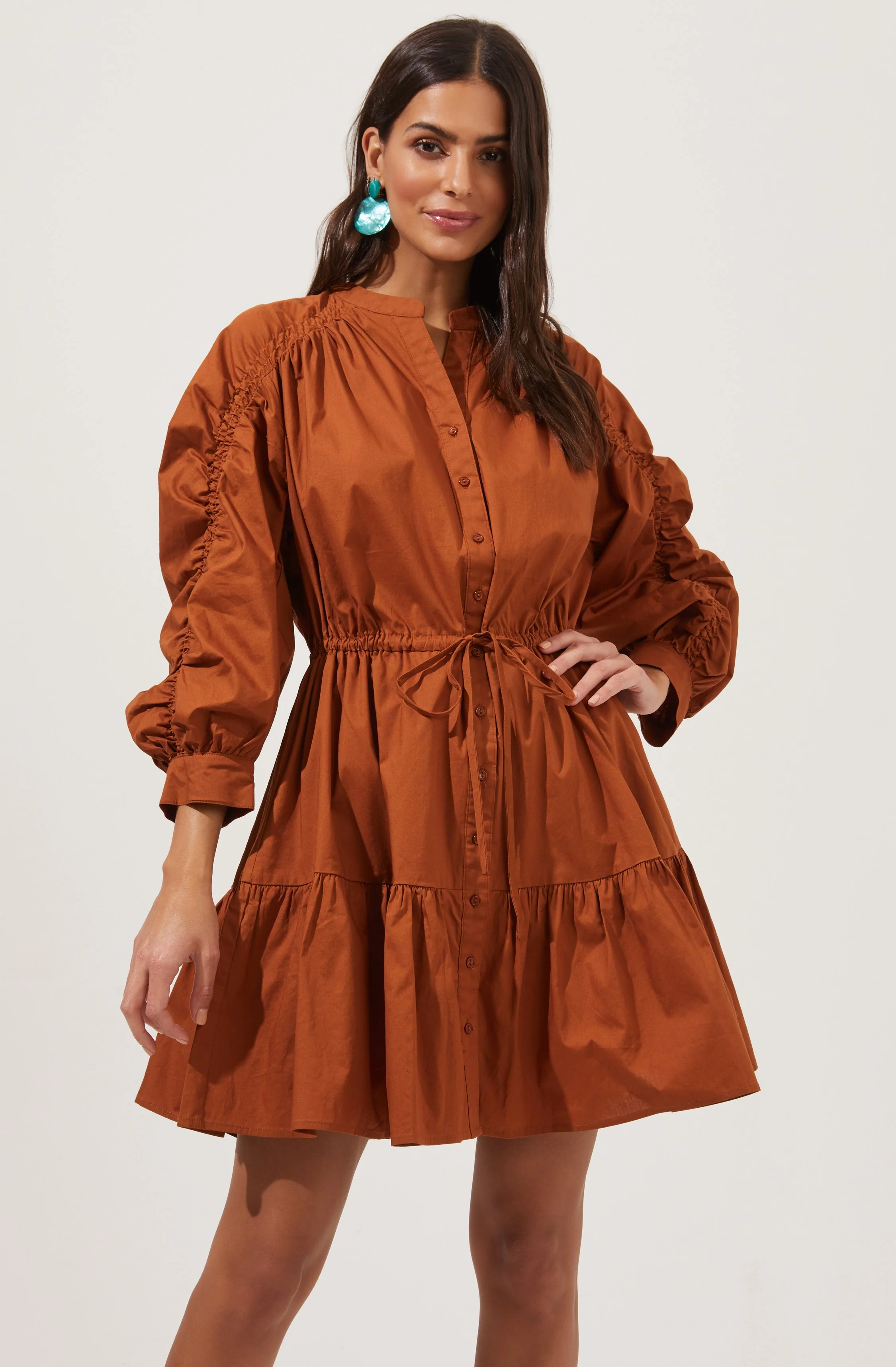 Ruched Long Sleeve Dress