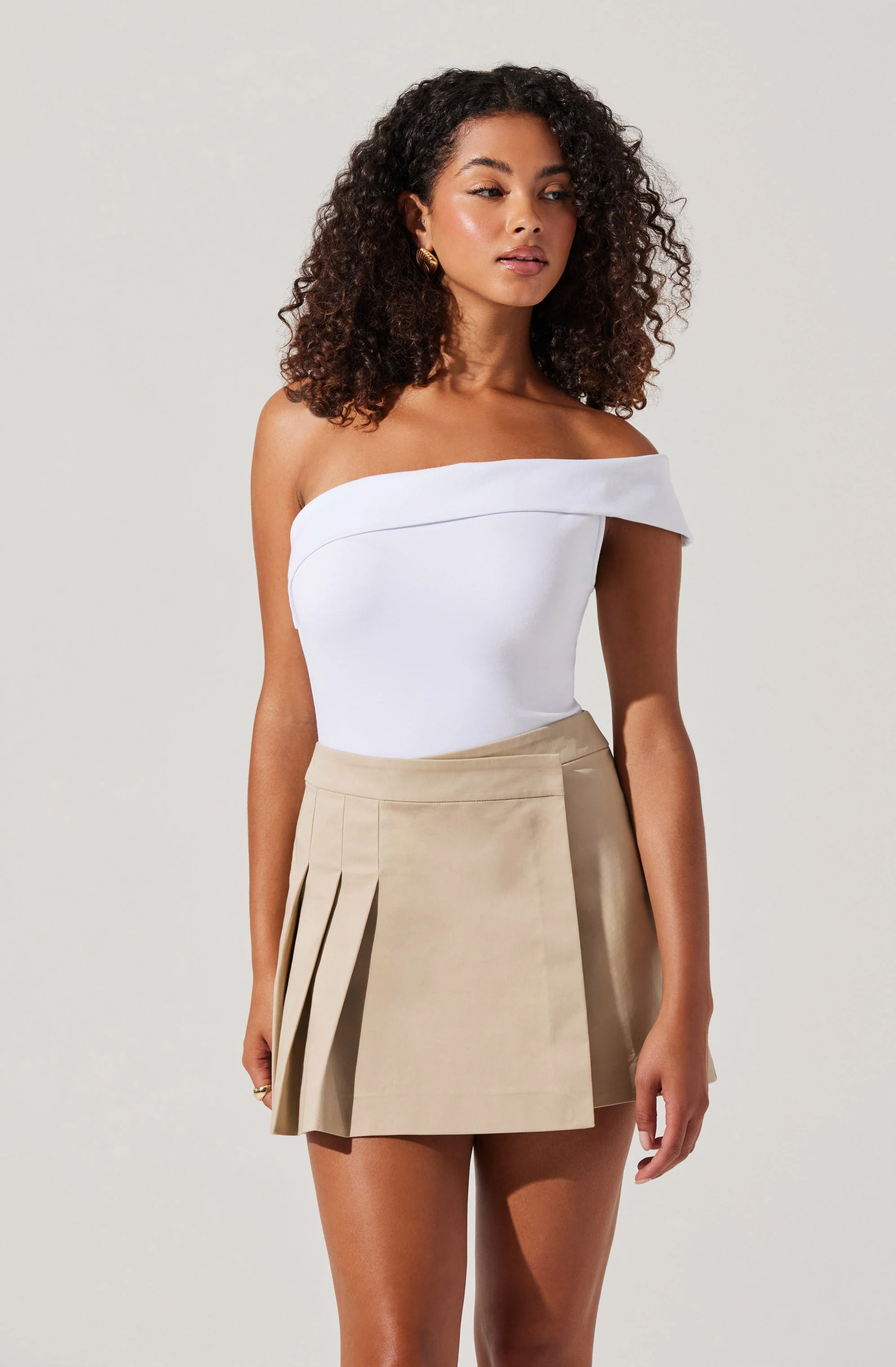 Chana Pleated Wrap Mini Skirt
