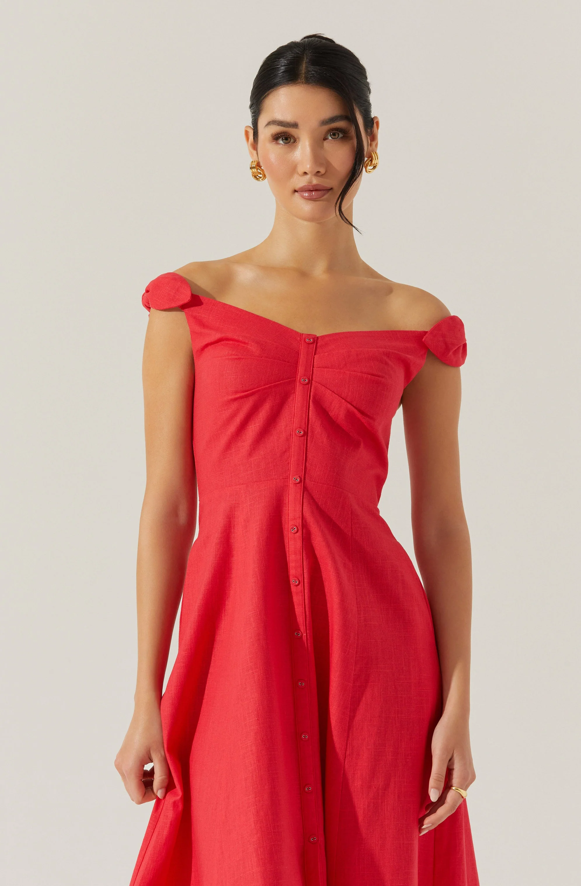 Charelin Linen Off Shoulder Dress